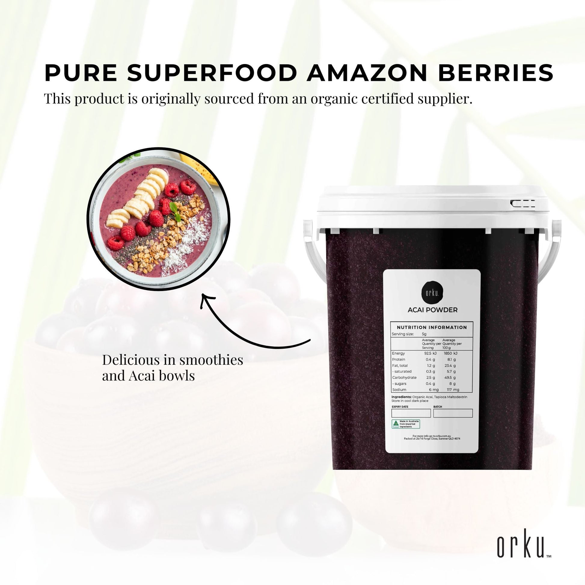 700g Acai Powder Bucket 100% Organic - Superfood Amazon Berries V238-SUPDZ-28988519743568