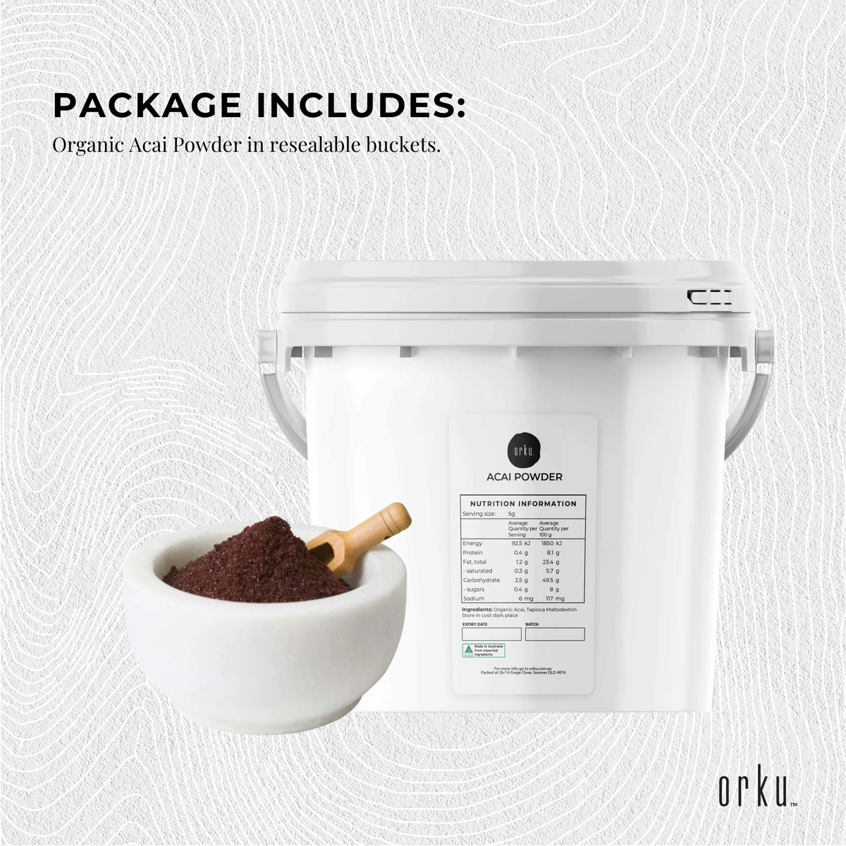 2.5kg Acai Powder Bucket 100% Organic - Superfood Amazon Berries V238-SUPDZ-28988605431888