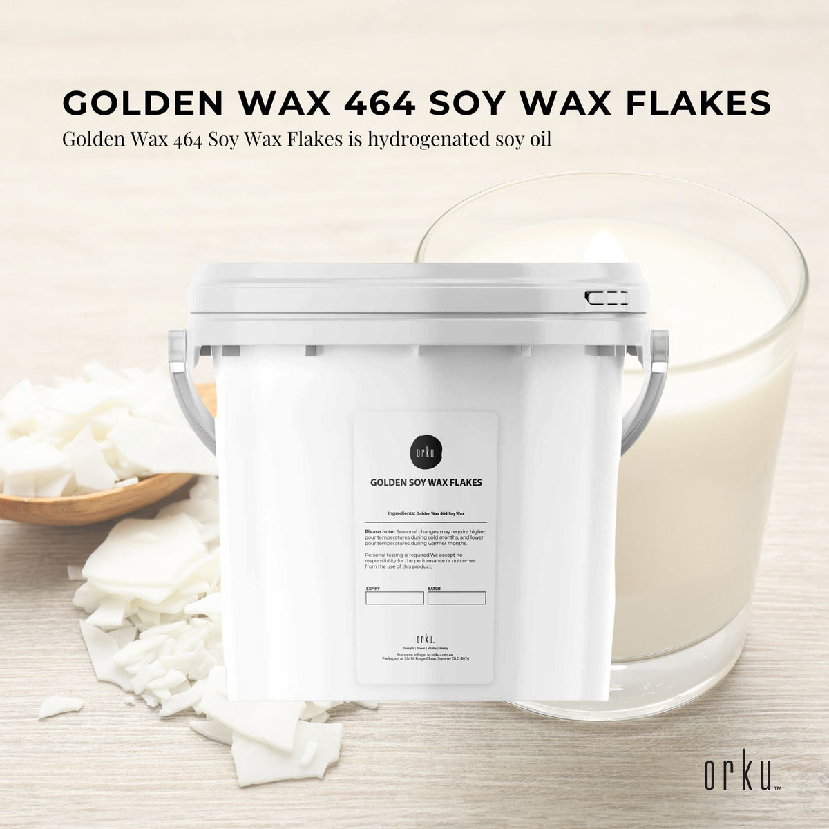 2Kg Golden 464 Soy Wax Flakes Bucket - 100% Pure Natural DIY Candle Melts Chips V238-SUPDZ-29037083983952