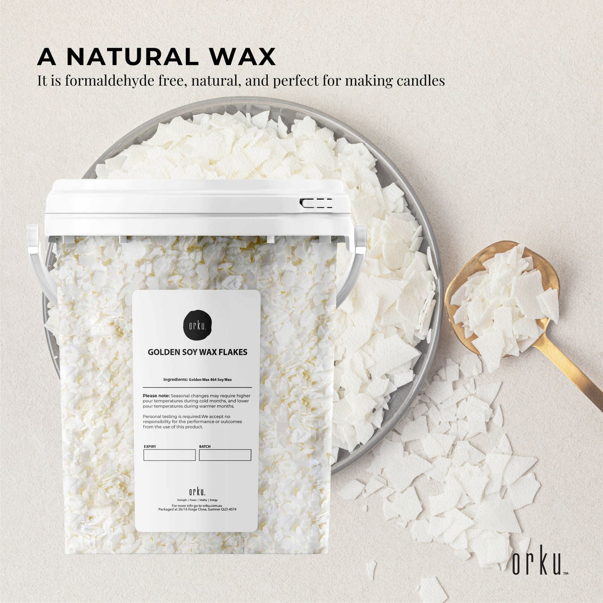 400g Golden 464 Soy Wax Flakes Bucket - 100% Pure Natural DIY Candle Melts Chips V238-SUPDZ-29216984039504