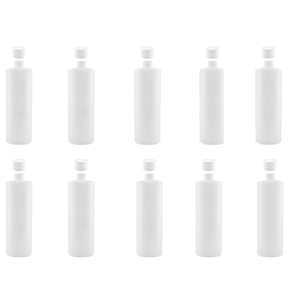 Kitchee 10x 250ml Natural HDPE Round Bottle + 28/410 Caps - Empty Plastic Food Storage V238-SUPDZ-30342633554000