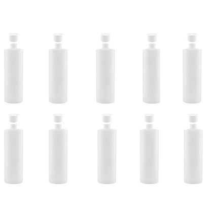 Kitchee 10x 250ml Natural HDPE Round Bottle + 28/410 Caps - Empty Plastic Food Storage V238-SUPDZ-30342633554000
