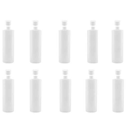 Kitchee 10x 250ml Natural HDPE Round Bottle + 28/410 Caps - Empty Plastic Food Storage V238-SUPDZ-30342633554000