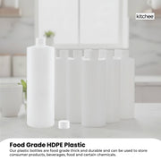 Kitchee 10x 250ml Natural HDPE Round Bottle + 28/410 Caps - Empty Plastic Food Storage V238-SUPDZ-30342633554000