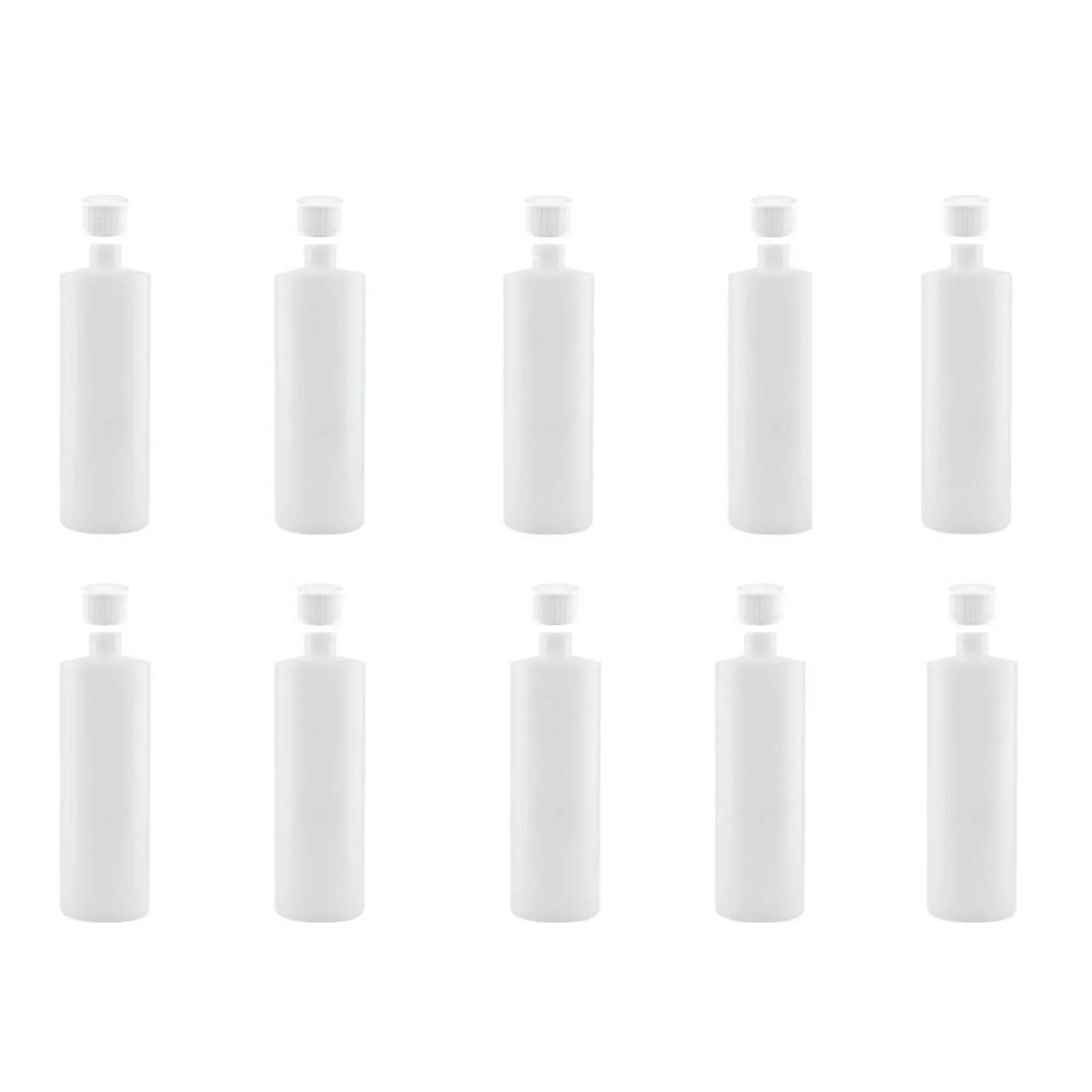 Kitchee 10x 500ml Natural HDPE Round Bottle + 28/410 Caps - Empty Plastic Food Storage V238-SUPDZ-30342772785232