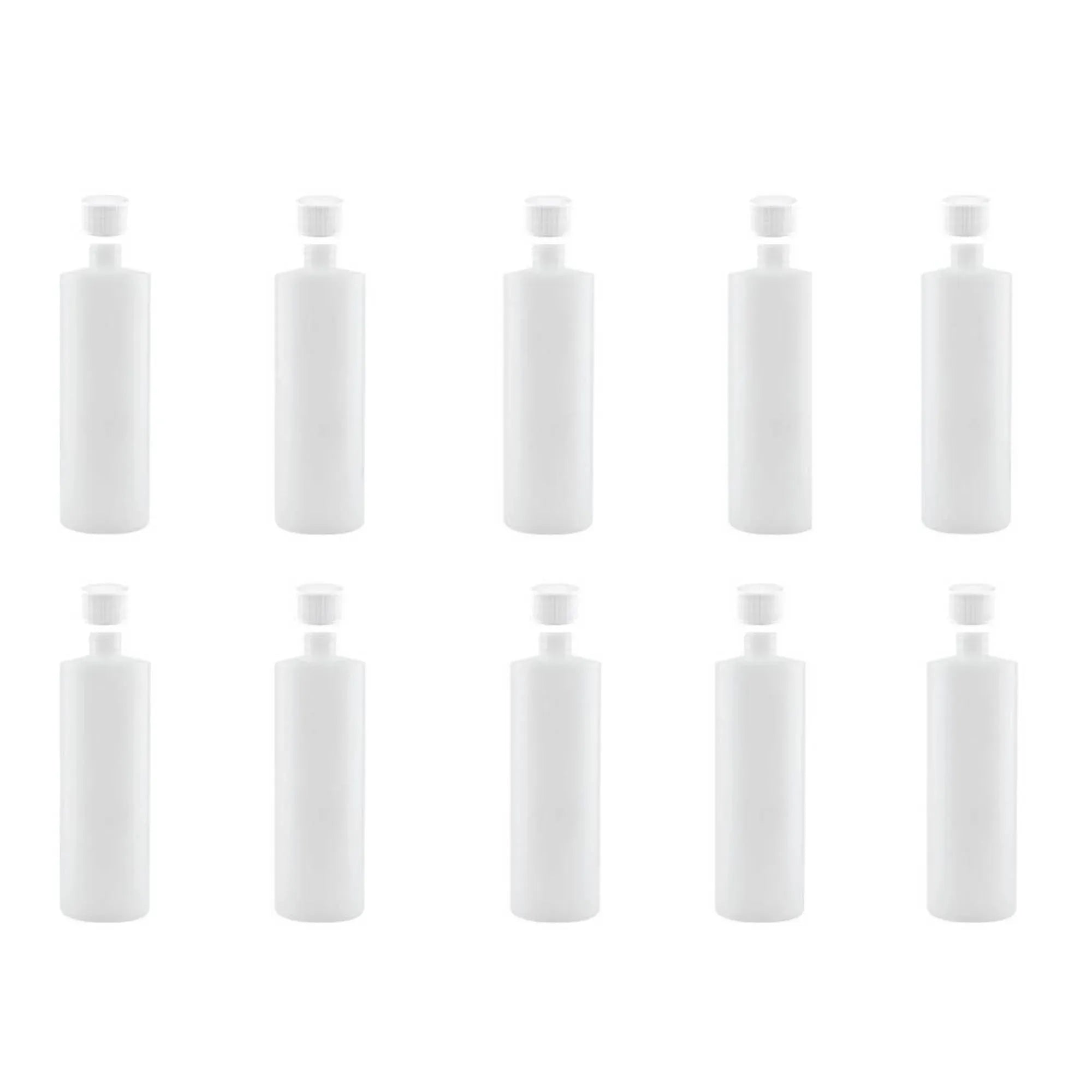 Kitchee 10x 500ml Natural HDPE Round Bottle + 28/410 Caps - Empty Plastic Food Storage V238-SUPDZ-30342772785232