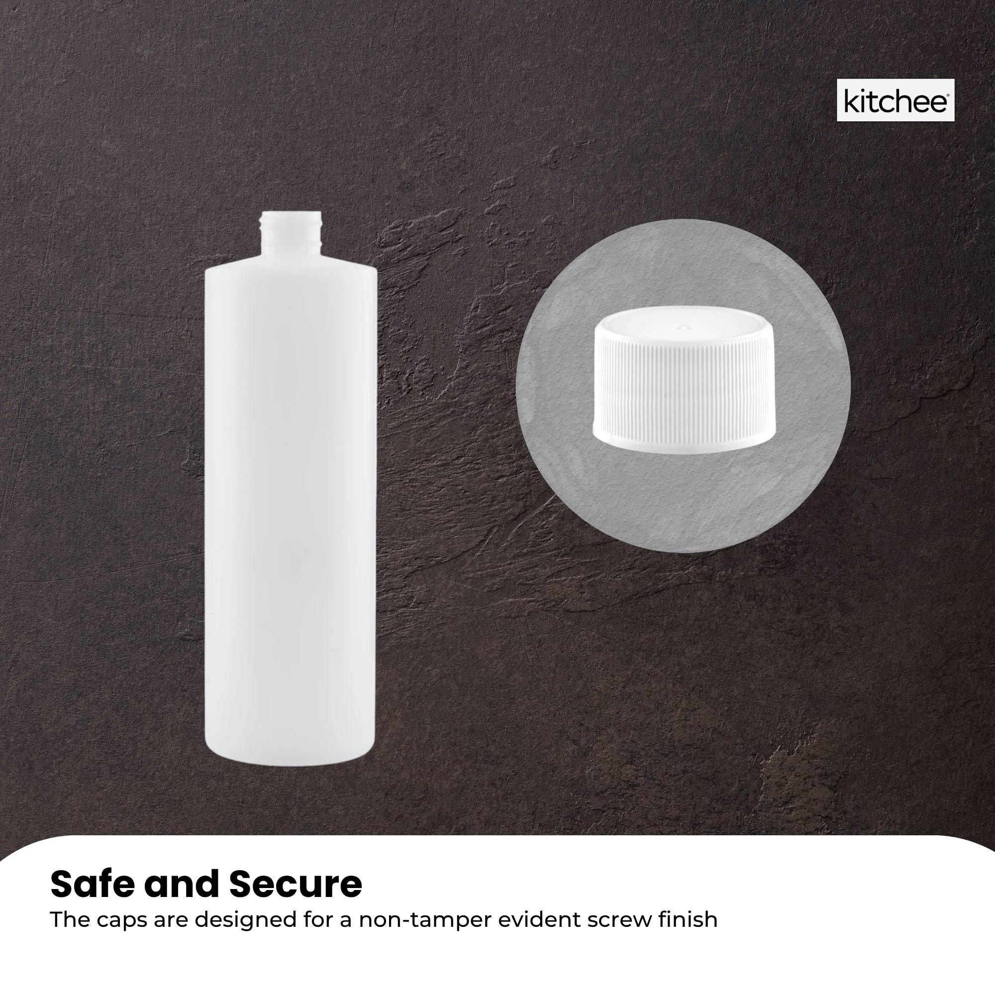Kitchee 10x 500ml Natural HDPE Round Bottle + 28/410 Caps - Empty Plastic Food Storage V238-SUPDZ-30342772785232