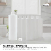 Kitchee 10x 500ml Natural HDPE Round Bottle + 28/410 Caps - Empty Plastic Food Storage V238-SUPDZ-30342772785232