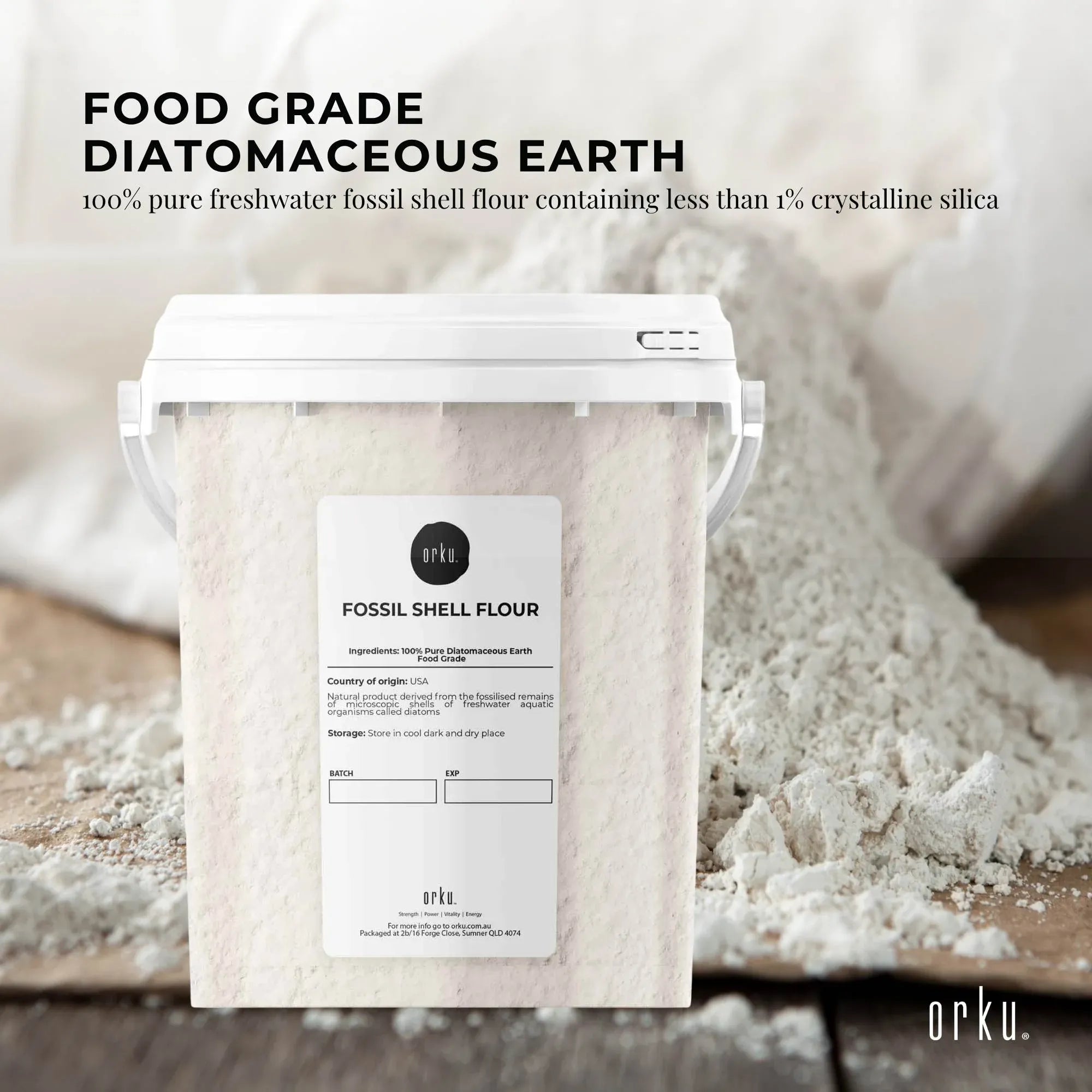 Orku 300g Fine Diatomaceous Earth Tub - Food Grade FCC Fossil Shell Flour Powder V238-SUPDZ-30507915247696
