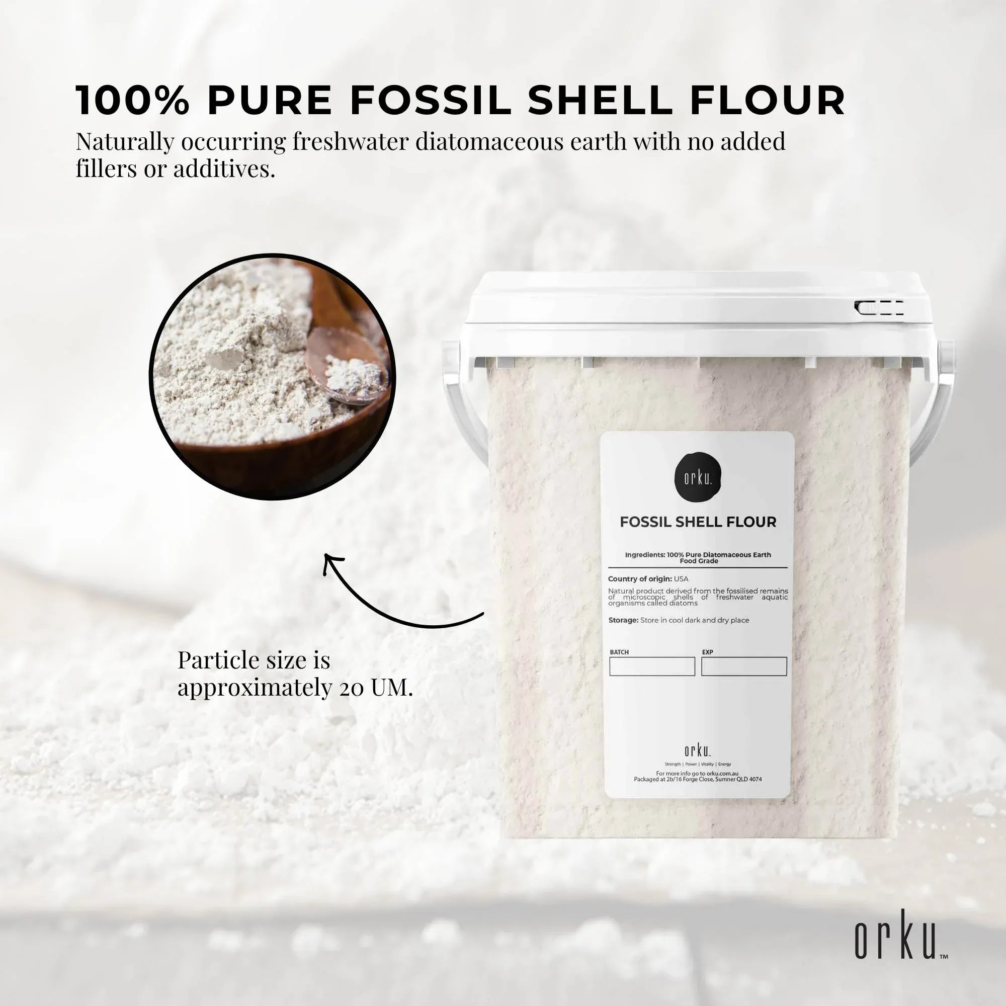 Orku 300g Fine Diatomaceous Earth Tub - Food Grade FCC Fossil Shell Flour Powder V238-SUPDZ-30507915247696