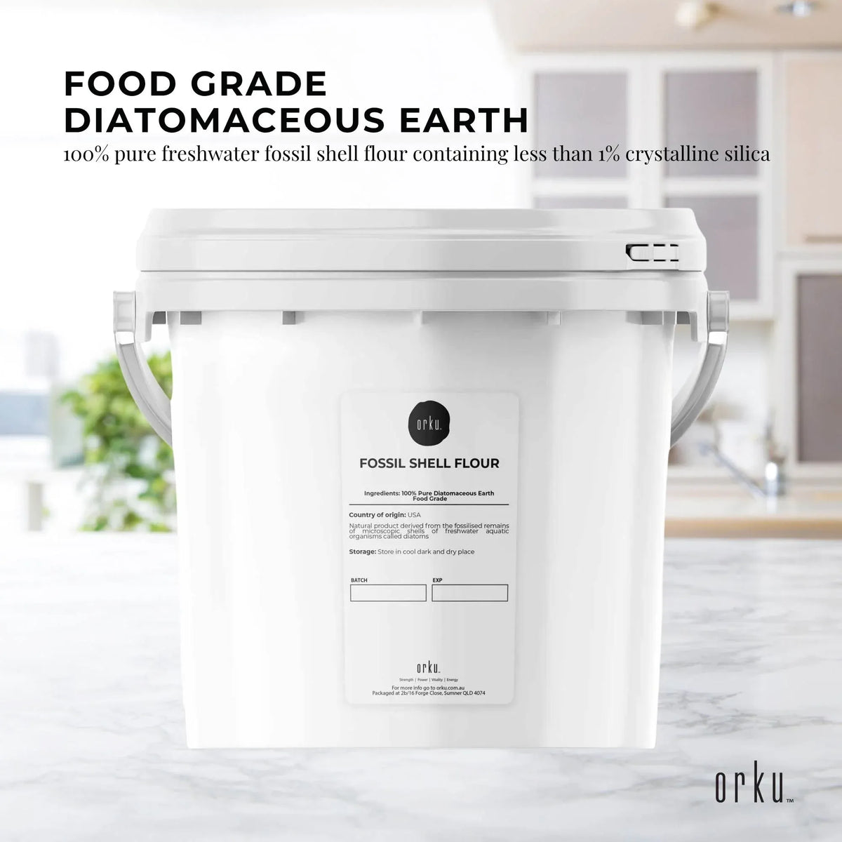 Orku 1.4Kg Fine Diatomaceous Earth Tub - Food Grade Fossil Shell Flour Powder V238-SUPDZ-30507958141008