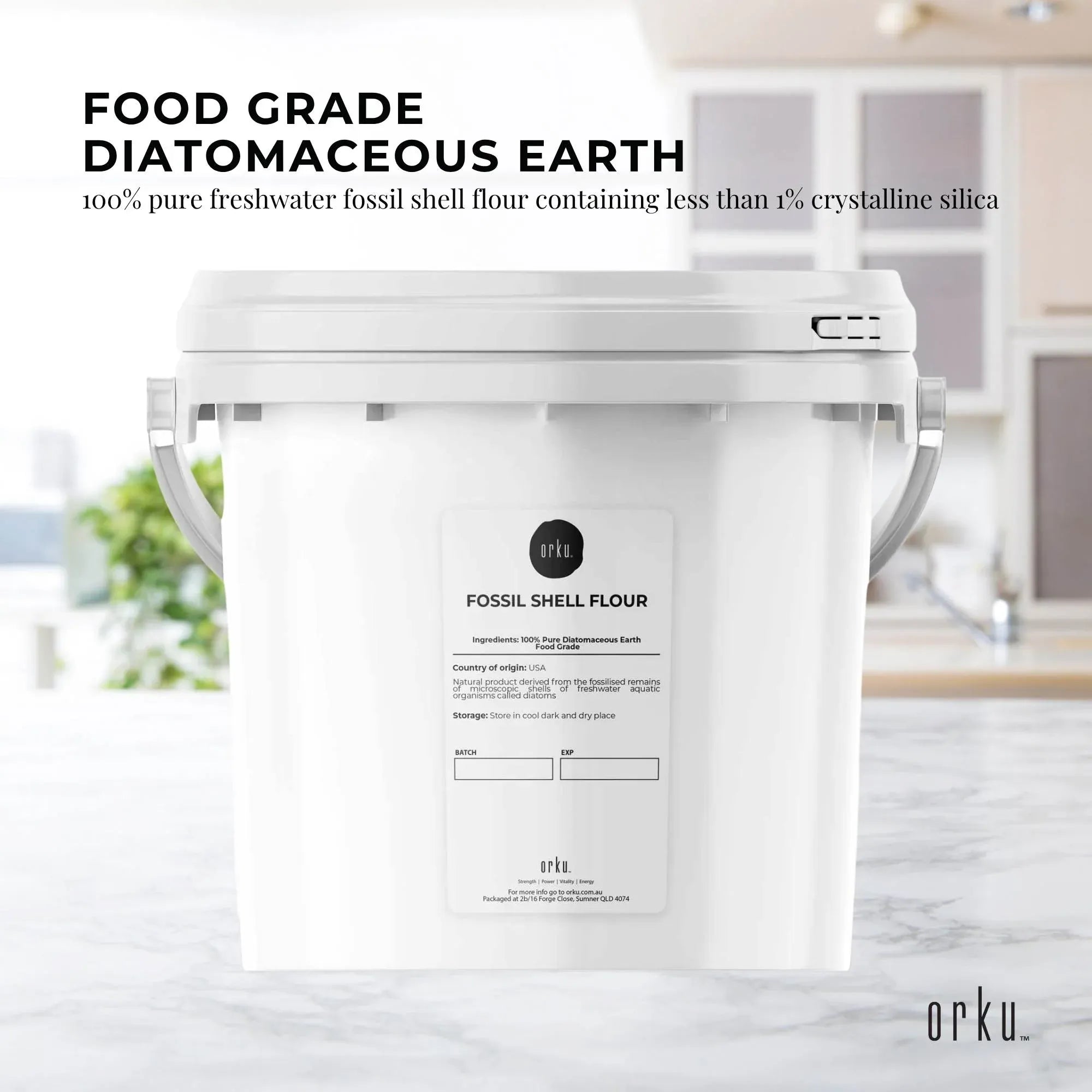 Orku 1.4Kg Fine Diatomaceous Earth Tub - Food Grade Fossil Shell Flour Powder V238-SUPDZ-30507958141008