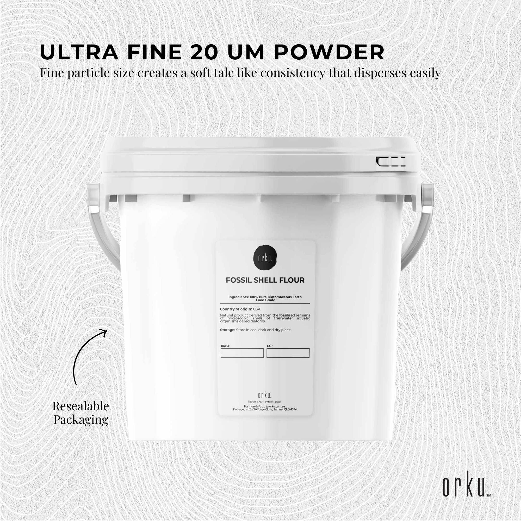 Orku 1.4Kg Fine Diatomaceous Earth Tub - Food Grade Fossil Shell Flour Powder V238-SUPDZ-30507958141008