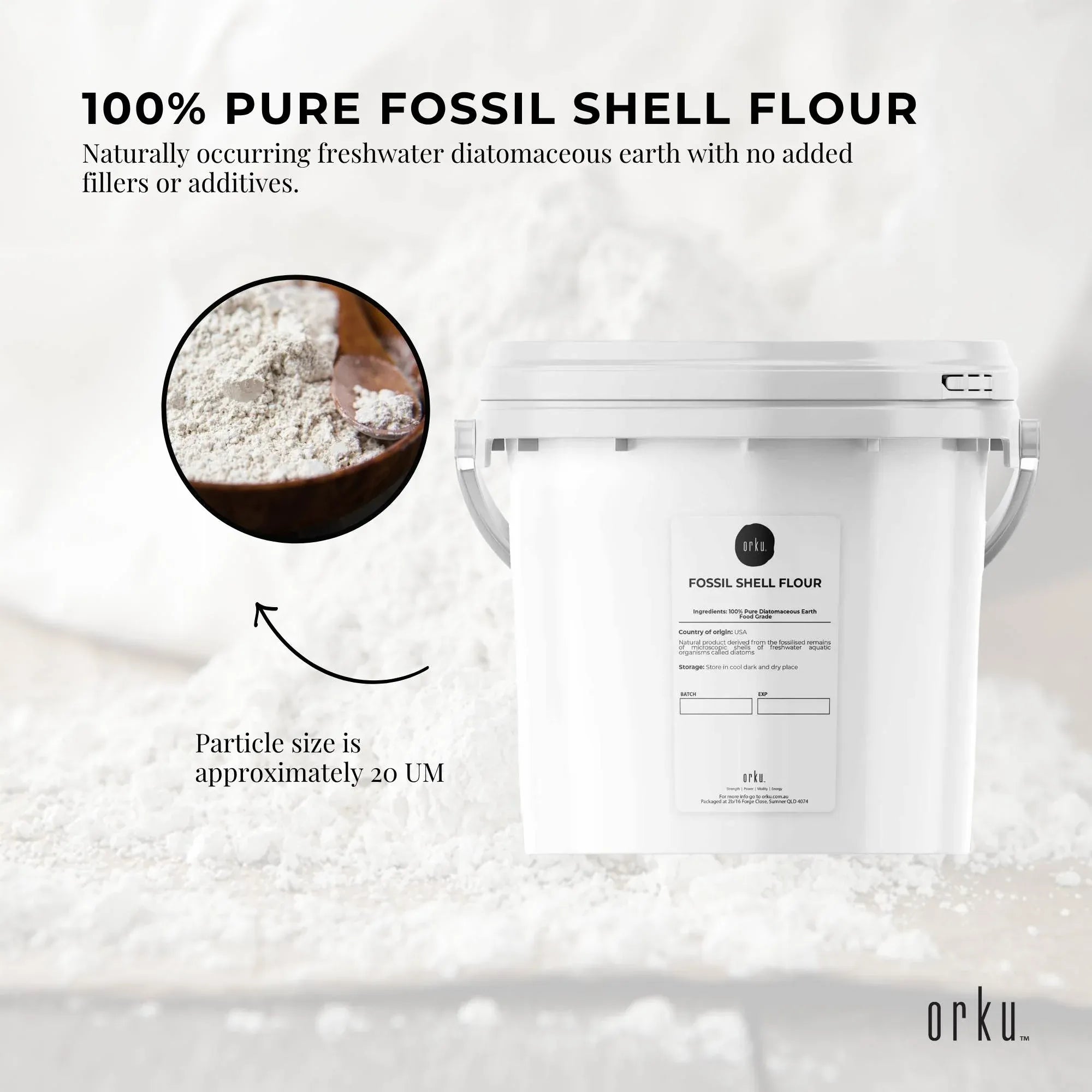 Orku 1.4Kg Fine Diatomaceous Earth Tub - Food Grade Fossil Shell Flour Powder V238-SUPDZ-30507958141008