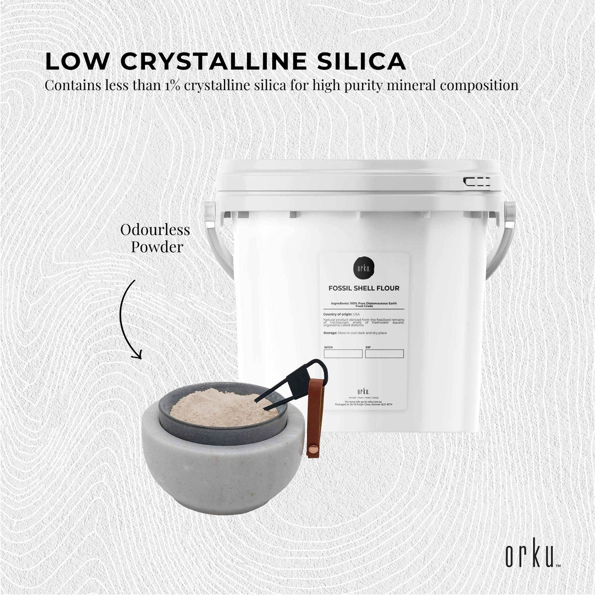Orku 1.4Kg Fine Diatomaceous Earth Tub - Food Grade Fossil Shell Flour Powder V238-SUPDZ-30507958141008