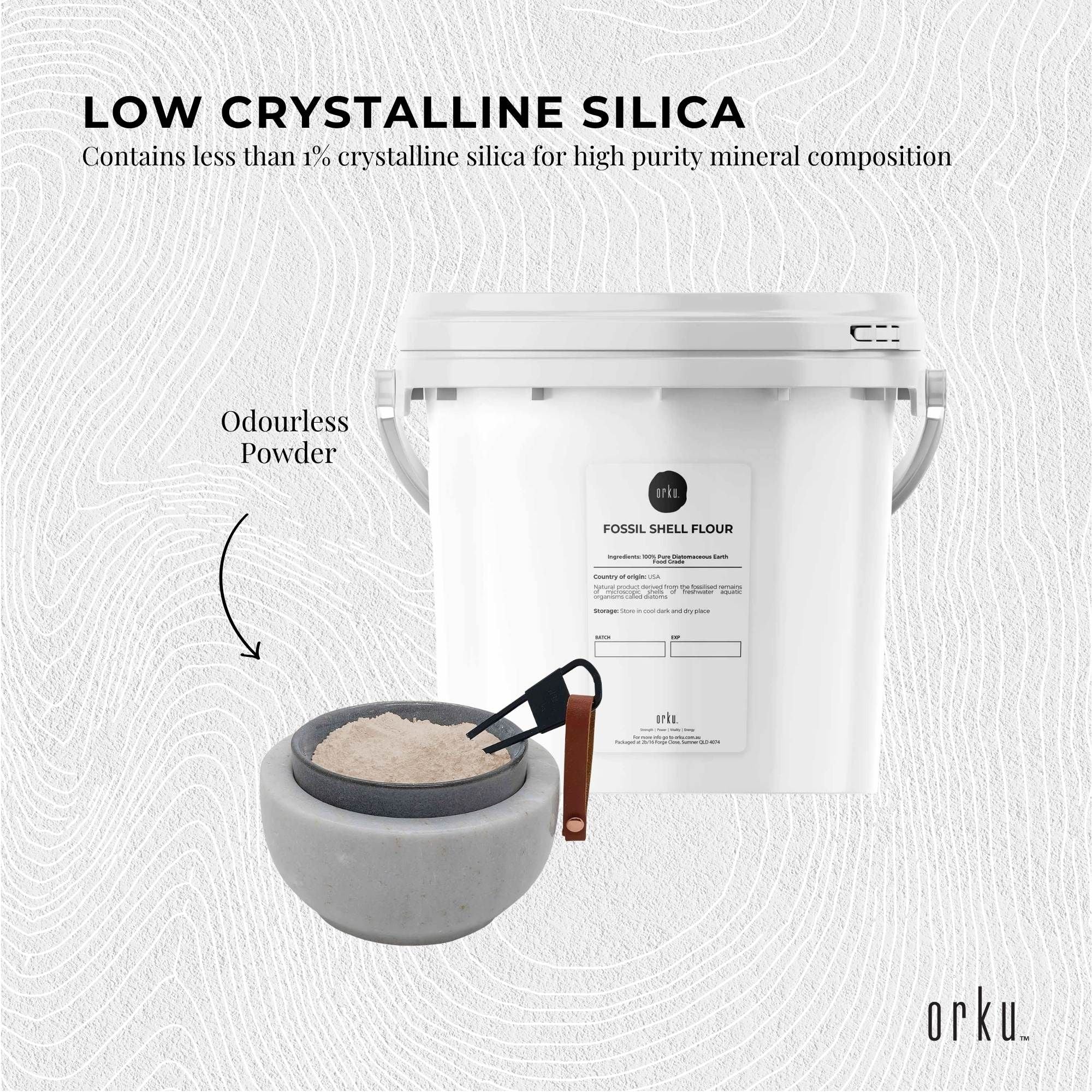 Orku 1.4Kg Fine Diatomaceous Earth Tub - Food Grade Fossil Shell Flour Powder V238-SUPDZ-30507958141008