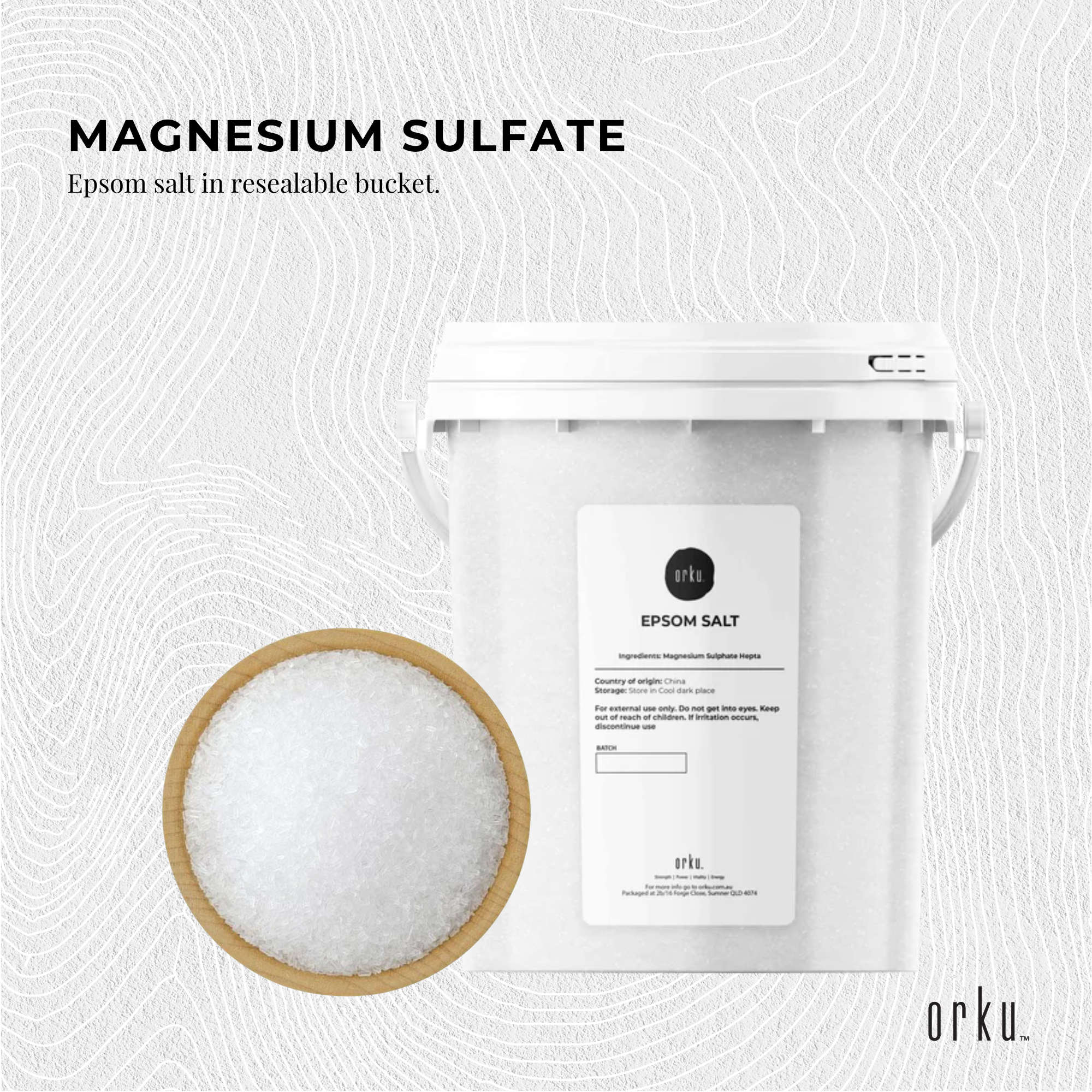 Orku 1.3kg Epsom Salt Tub - Magnesium Sulphate For Bath Skin Body Skin Care V238-SUPDZ-30509985988688