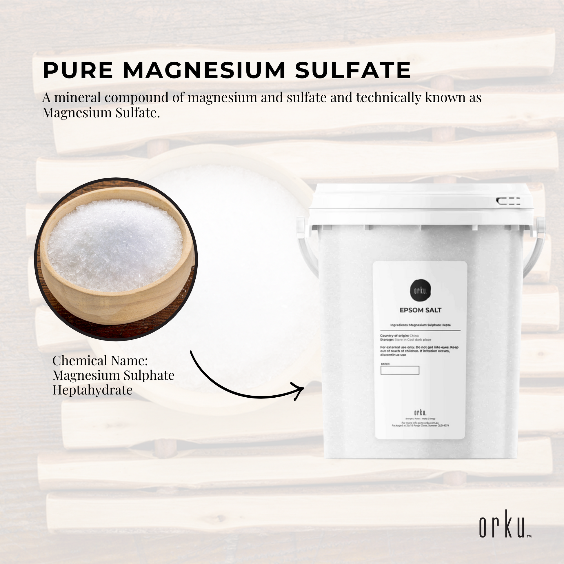 Orku 1.3kg Epsom Salt Tub - Magnesium Sulphate For Bath Skin Body Skin Care V238-SUPDZ-30509985988688