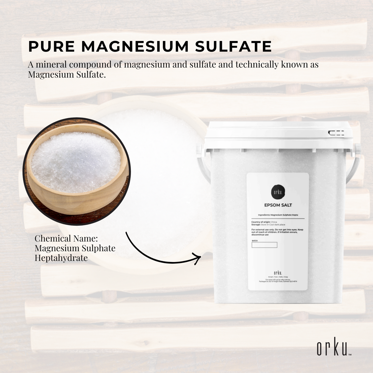 Orku 1.3kg Epsom Salt Tub - Magnesium Sulphate For Bath Skin Body Skin Care V238-SUPDZ-30509985988688