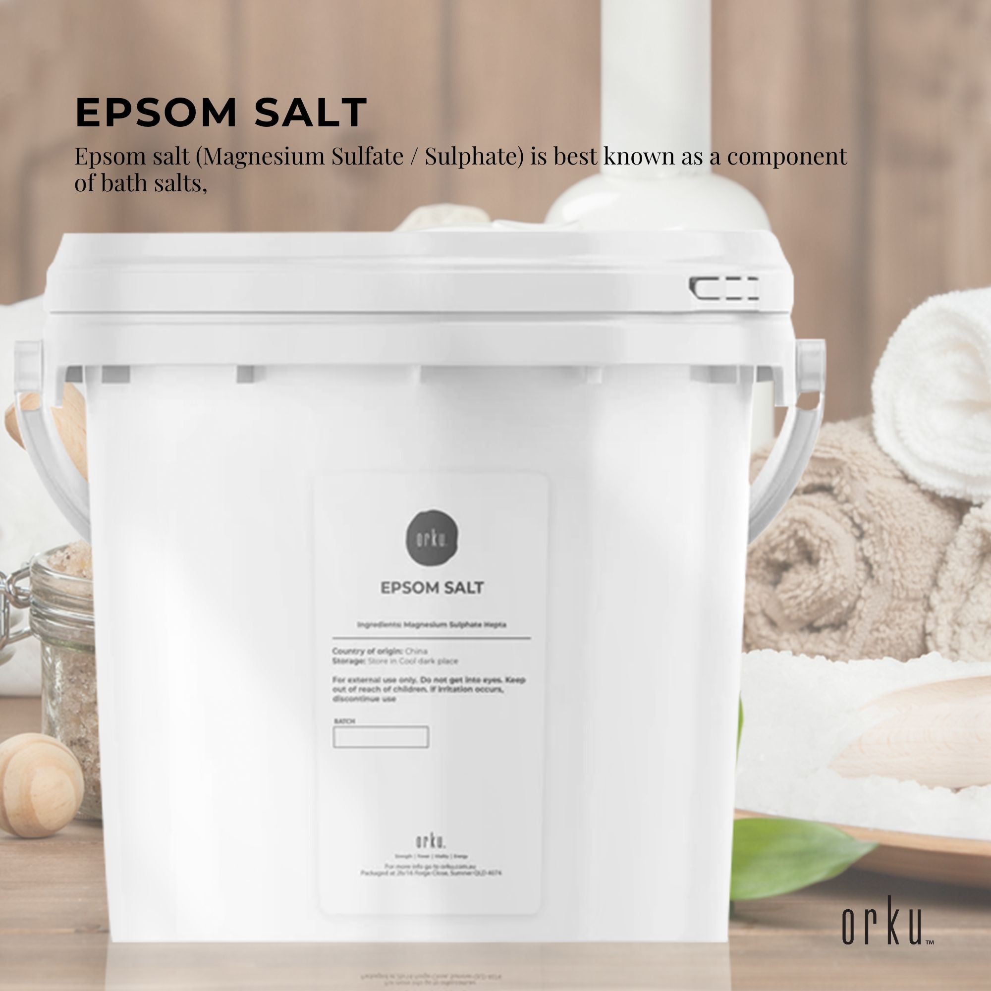 Orku 5kg Epsom Salt Tub - Magnesium Sulphate For Bath Skin Body Skin Care V238-SUPDZ-30510235779152