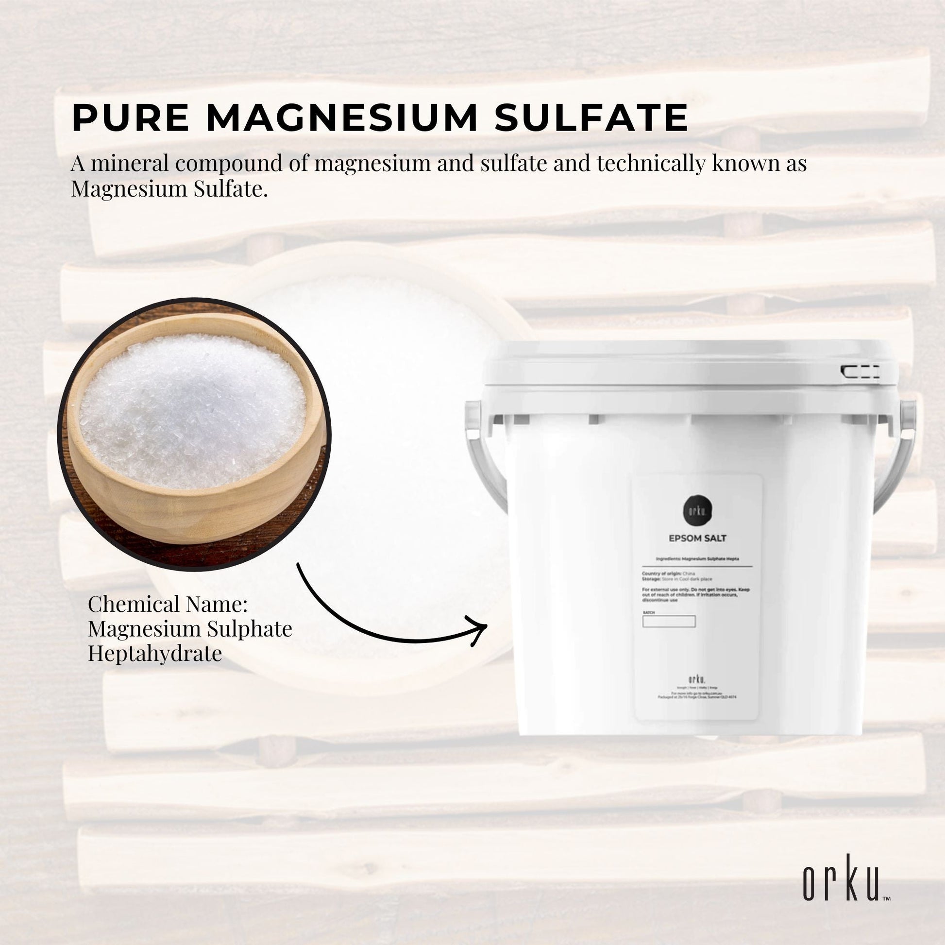 Orku 5kg Epsom Salt Tub - Magnesium Sulphate For Bath Skin Body Skin Care V238-SUPDZ-30510235779152