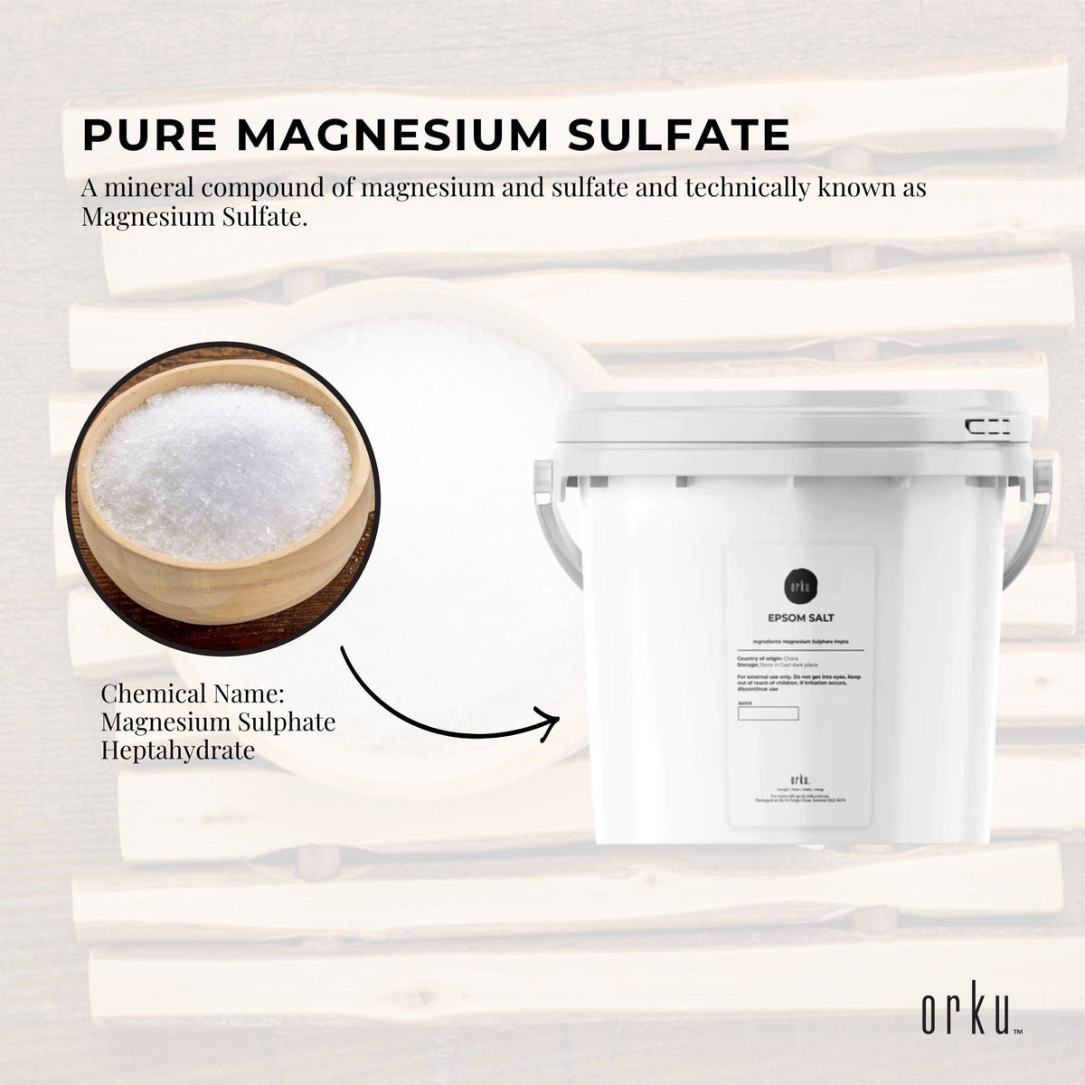 Orku 5kg Epsom Salt Tub - Magnesium Sulphate For Bath Skin Body Skin Care V238-SUPDZ-30510235779152