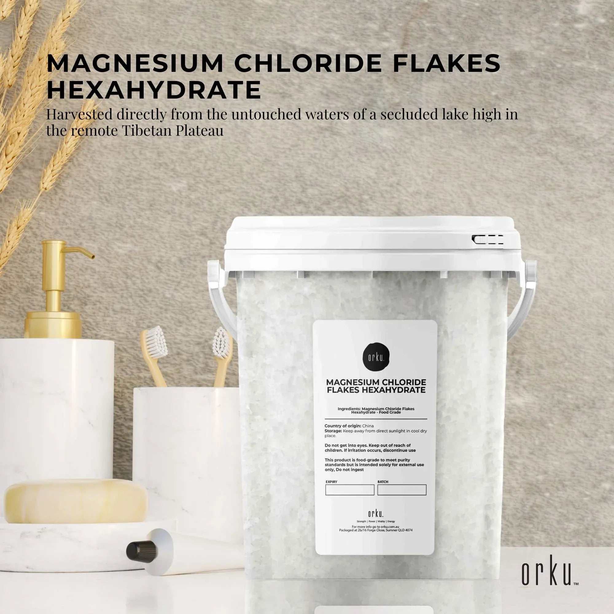 Orku 800g Magnesium Chloride Flakes Hexahydrate Tub - FCC USP Spec Bath Salts V238-SUPDZ-30724614193232