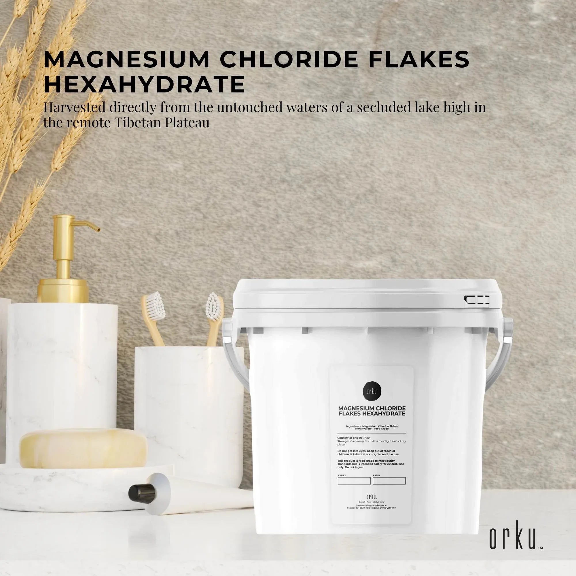 Orku 3.8Kg Magnesium Chloride Flakes Hexahydrate Tub - FCC USP Spec Bath Salts V238-SUPDZ-30724712988752