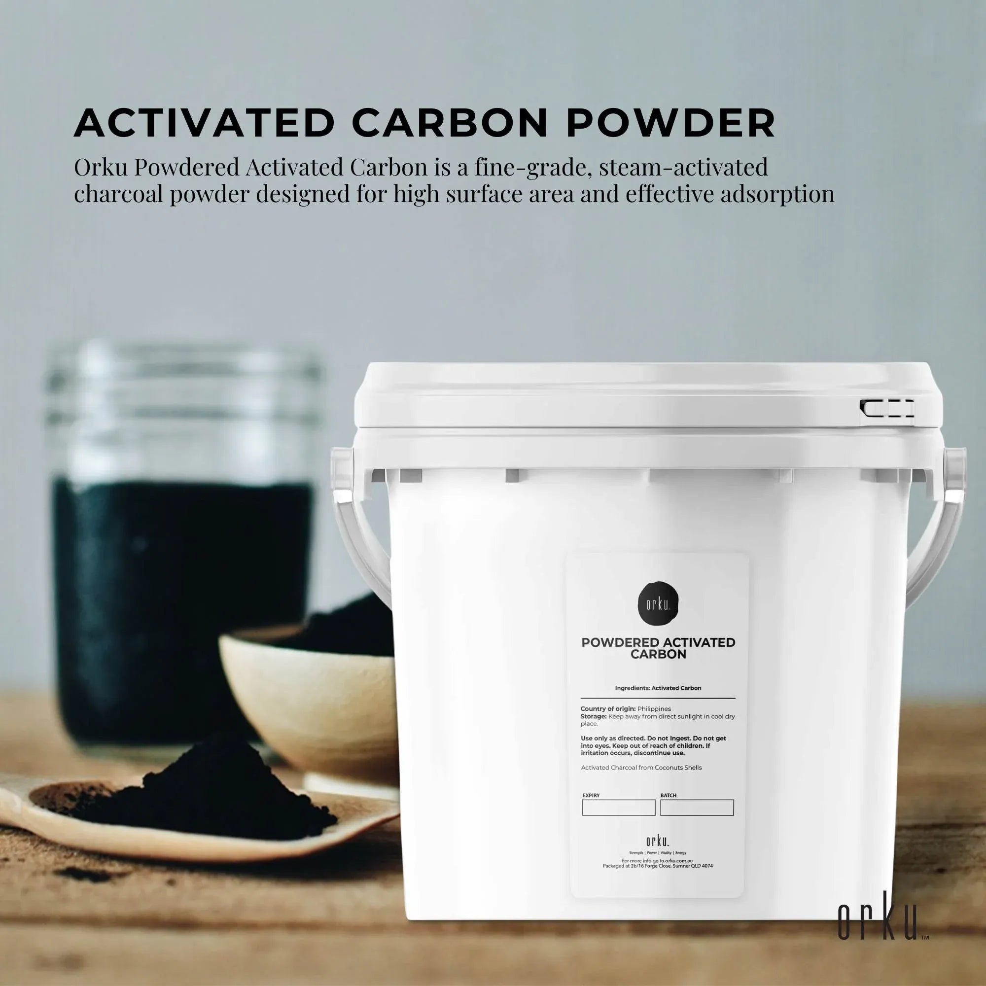 Orku 2.3Kg Activated Carbon Powder Coconut Charcoal Bucket - Water Filtration V238-SUPDZ-30725926748240