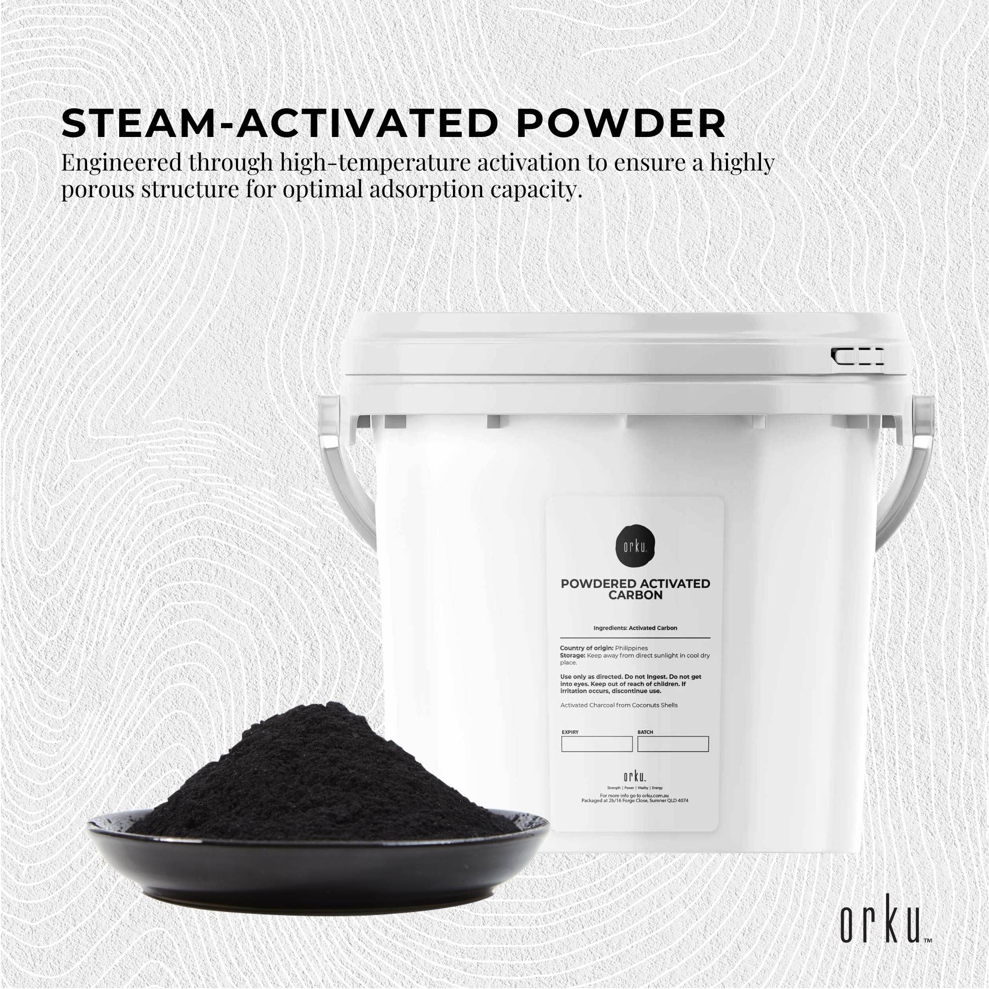 Orku 2.3Kg Activated Carbon Powder Coconut Charcoal Bucket - Water Filtration V238-SUPDZ-30725926748240