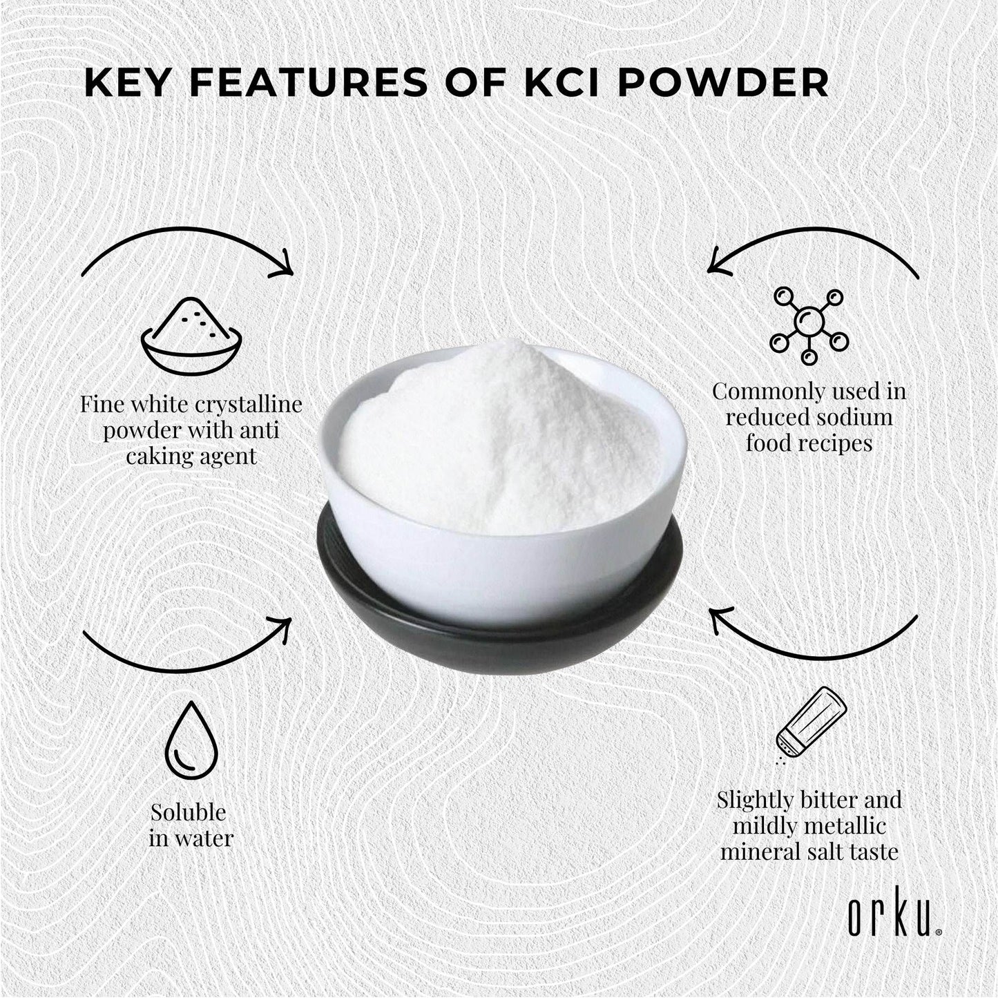 Orku 100g Potassium Chloride Powder (KCl) - Food Grade E508 Salt Substitute V238-SUPDZ-30737225252944