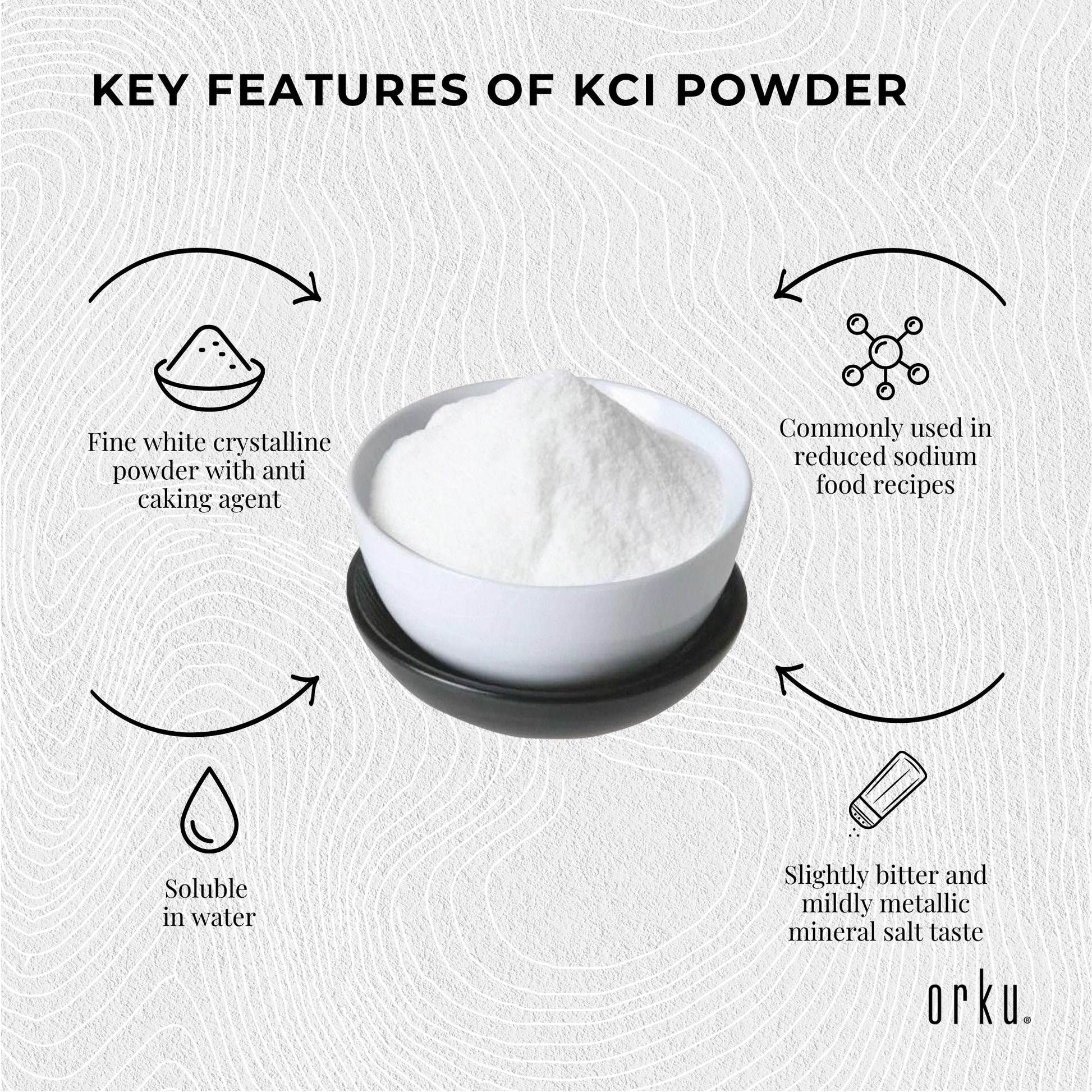 Orku 100g Potassium Chloride Powder (KCl) - Food Grade E508 Salt Substitute V238-SUPDZ-30737225252944