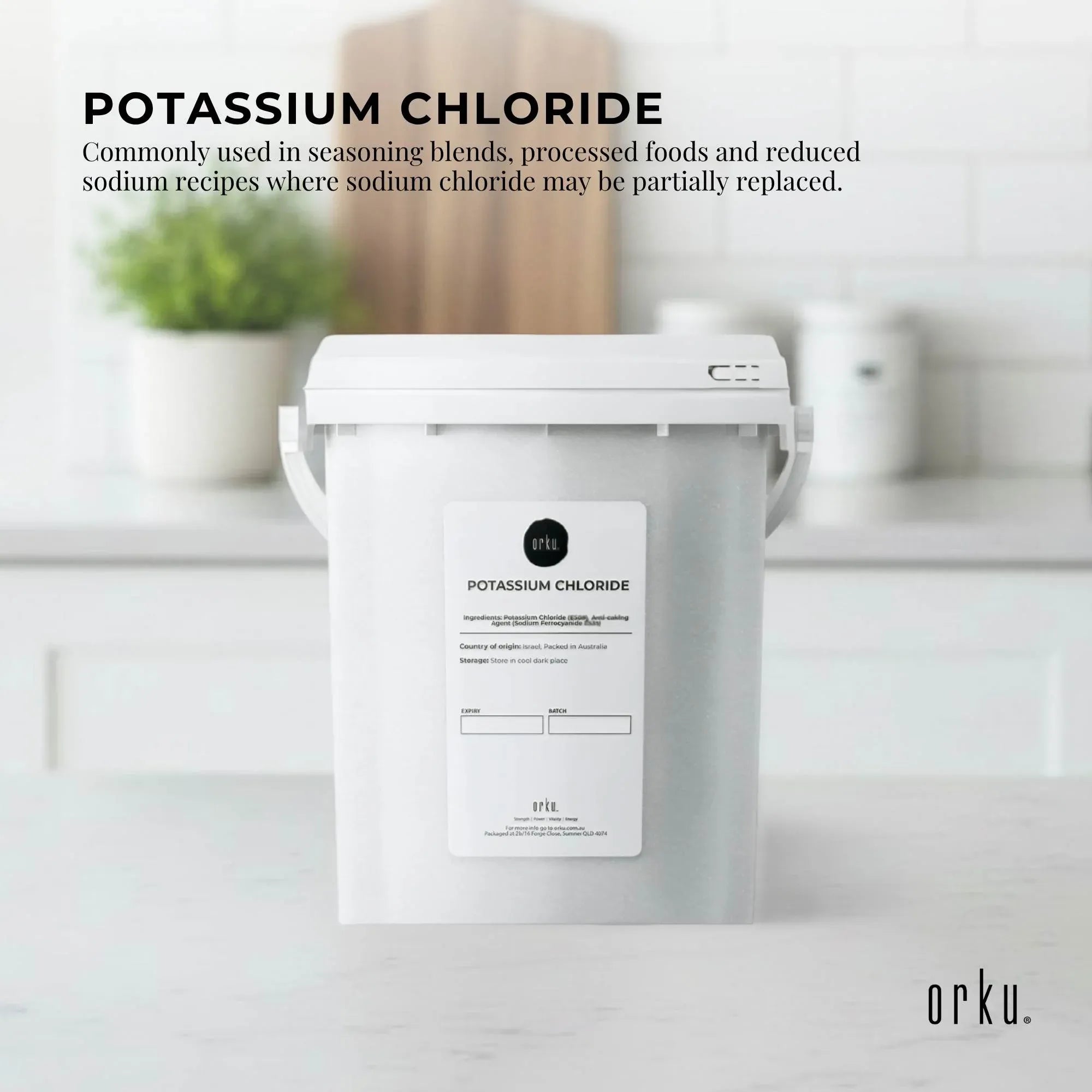 Orku 1.3Kg Potassium Chloride Powder (KCl) Tub - Food Grade E508 Salt Substitute V238-SUPDZ-30737582129232