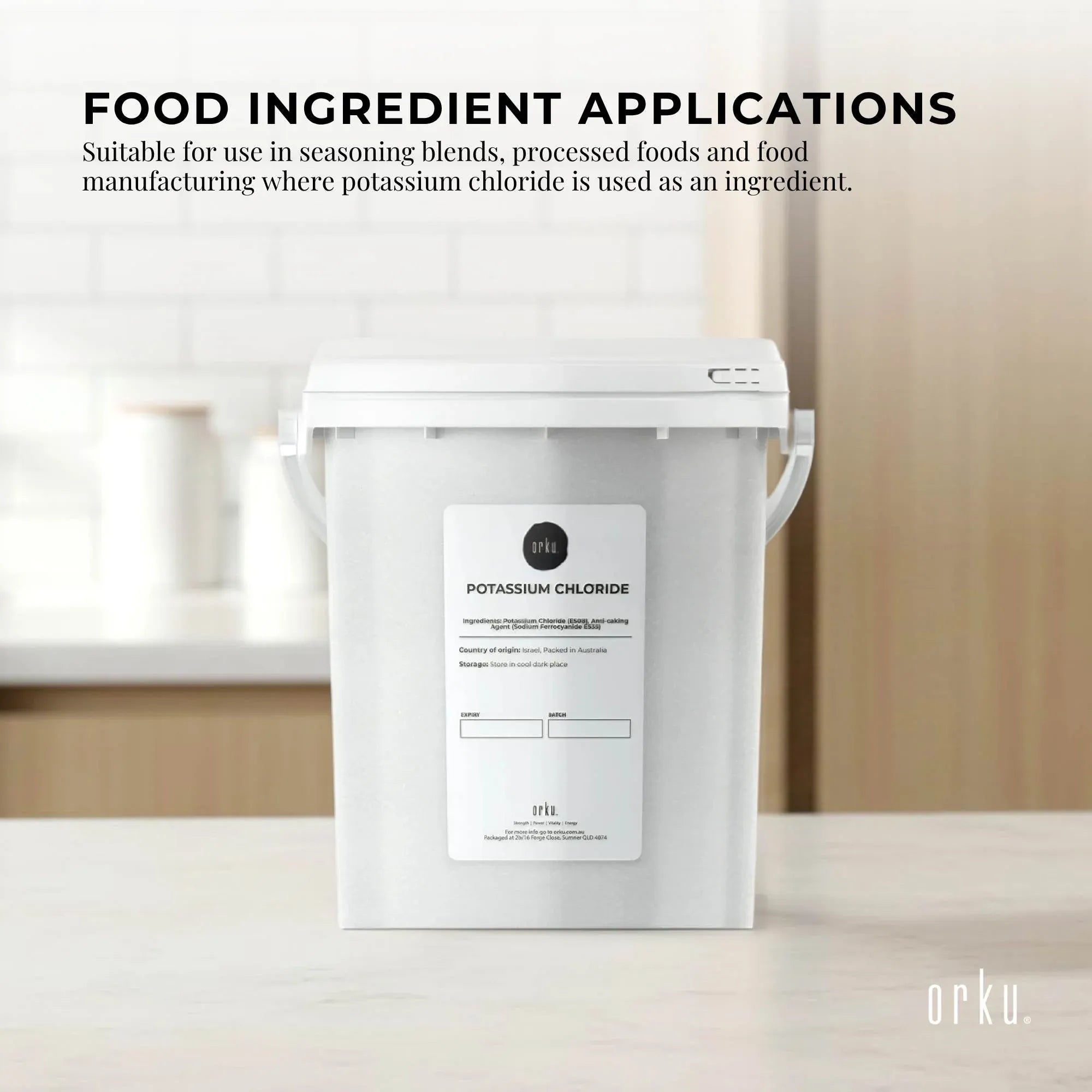 Orku 1.3Kg Potassium Chloride Powder (KCl) Tub - Food Grade E508 Salt Substitute V238-SUPDZ-30737582129232