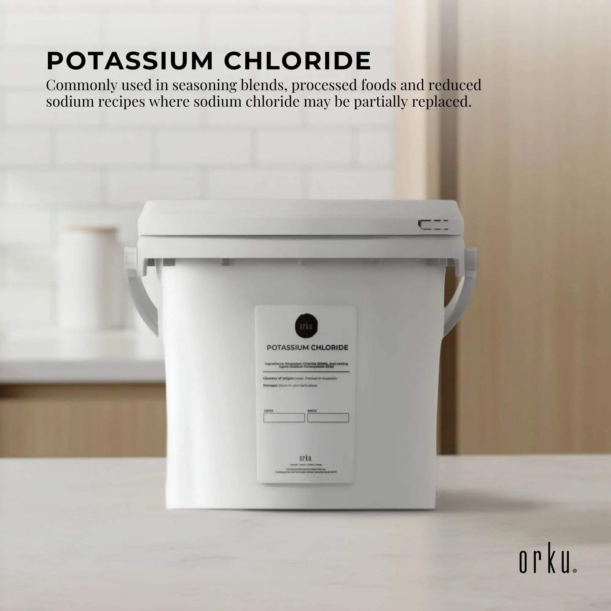 Orku 5Kg Potassium Chloride Powder (KCl) Tub - Food Grade E508 Salt Substitute V238-SUPDZ-30737609457744