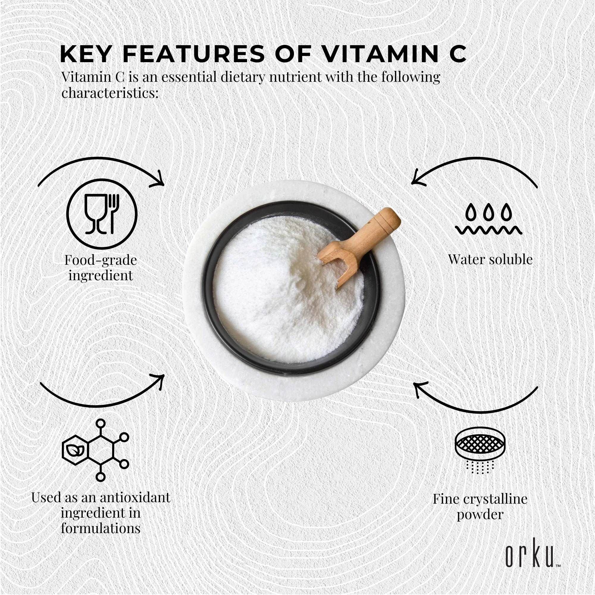Orku 50g Vitamin C Powder Pure L-Ascorbic Acid - USP Grade Non-GMO V238-SUPDZ-30739977011280