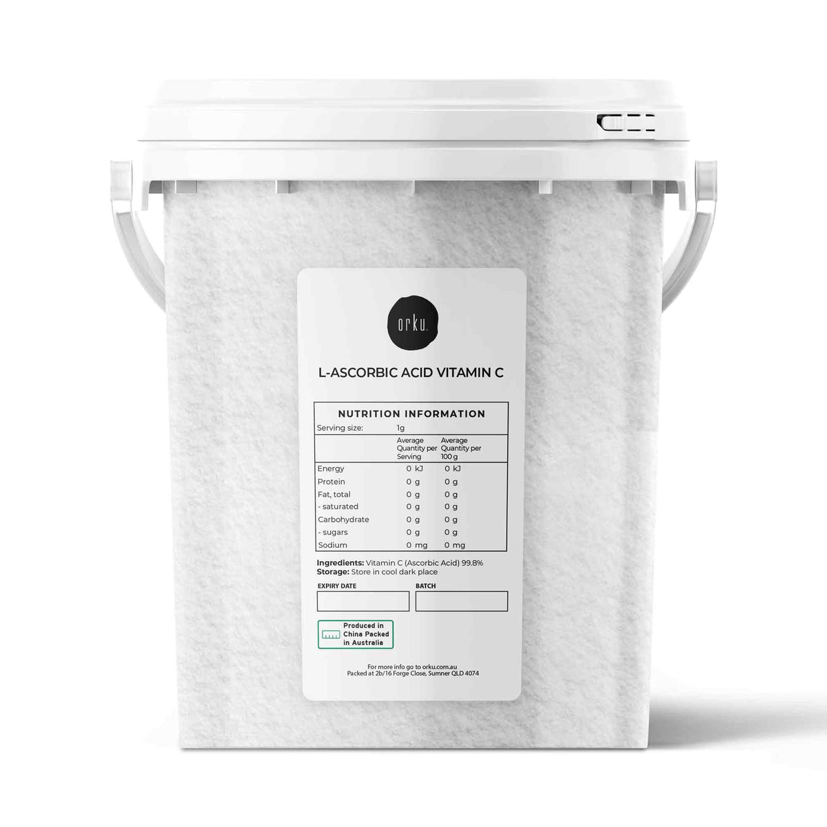 Orku 1.3Kg Vitamin C Powder in Tub Pure L-Ascorbic Acid - USP Grade Non-GMO V238-SUPDZ-30740351123536