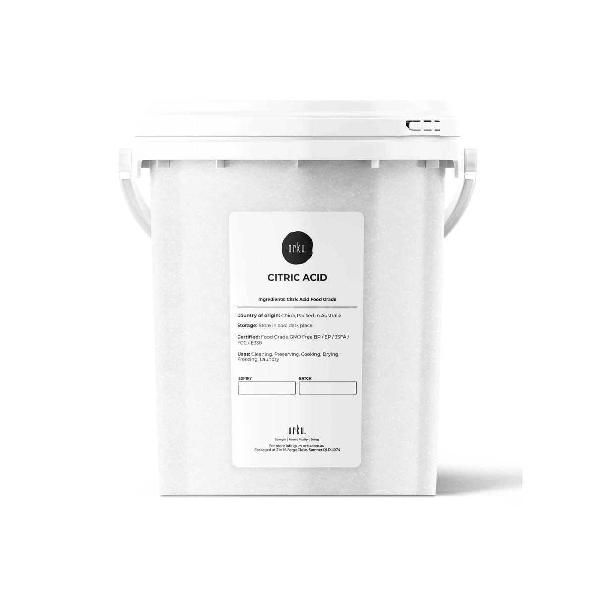 Orku 1.2Kg Citric Acid Powder Tub - Food Grade Non GMO Anhydrous Preservative E330 V238-SUPDZ-30942691065936