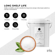 Orku 1.2Kg Citric Acid Powder Tub - Food Grade Non GMO Anhydrous Preservative E330 V238-SUPDZ-30942691065936