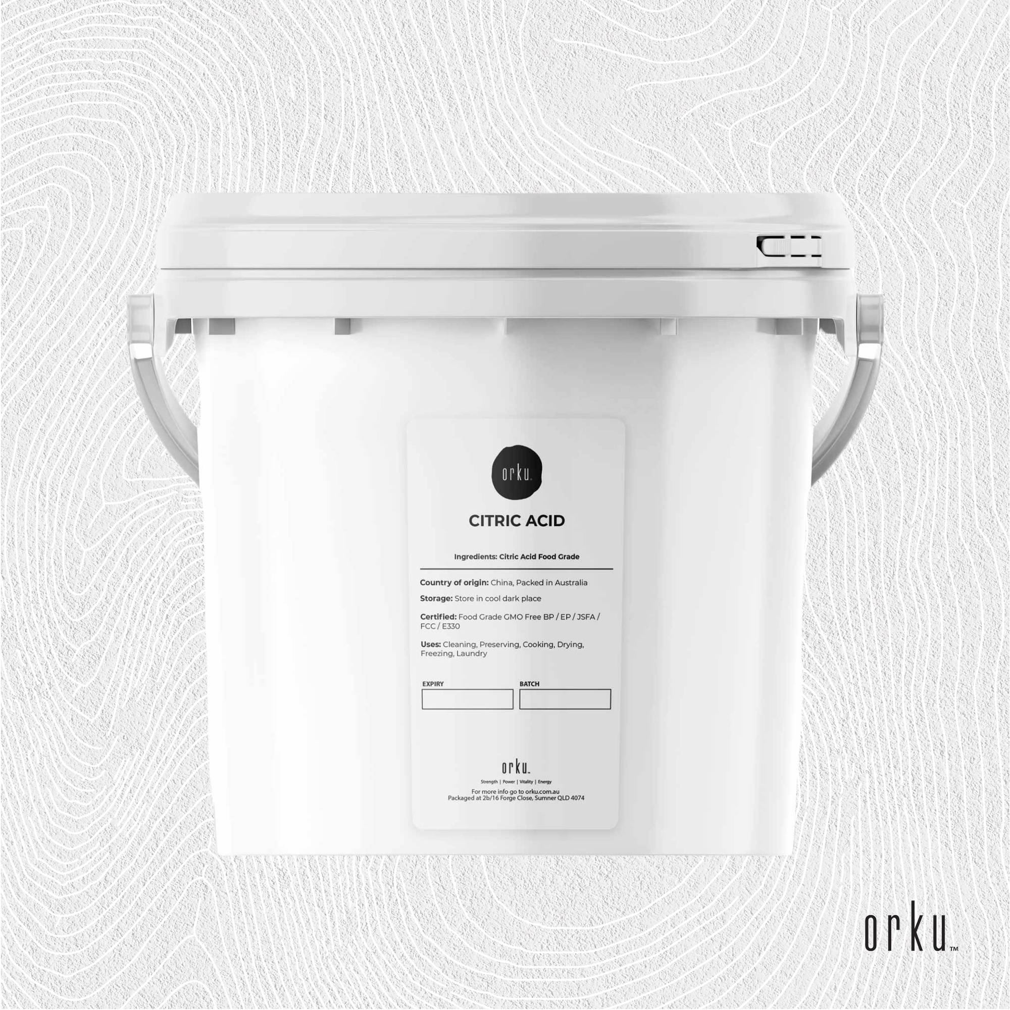 Orku 5Kg Citric Acid Powder Tub - Food Grade Non GMO Anhydrous Preservative E330 V238-SUPDZ-30942718361680