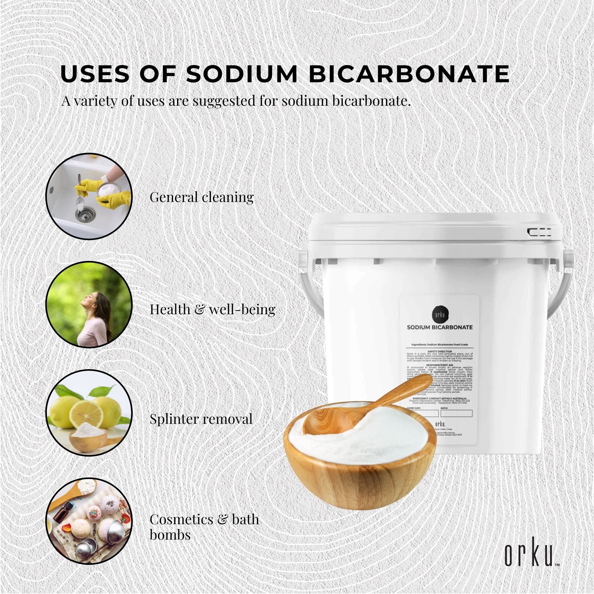 Orku 5Kg Sodium Bicarbonate Food Grade Tub Baking Soda Aluminium Free Powder V238-SUPDZ-30943440732240
