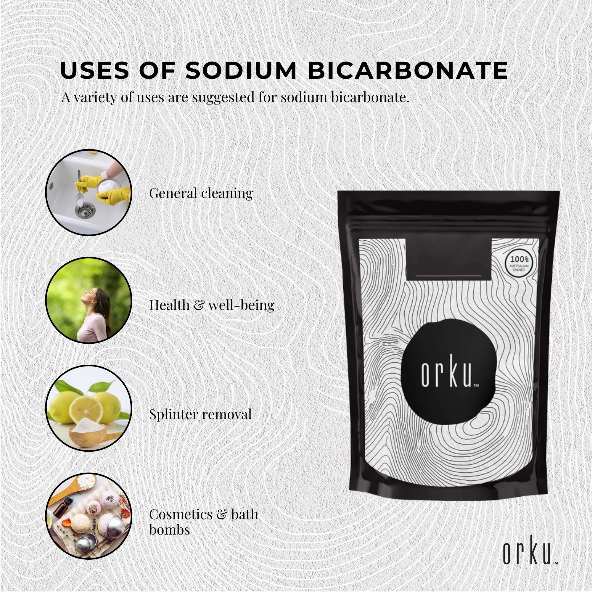 Orku 100g Sodium Bicarbonate Food Grade Baking Soda Aluminium Free NaHCO3 Powder V238-SUPDZ-30943792955472