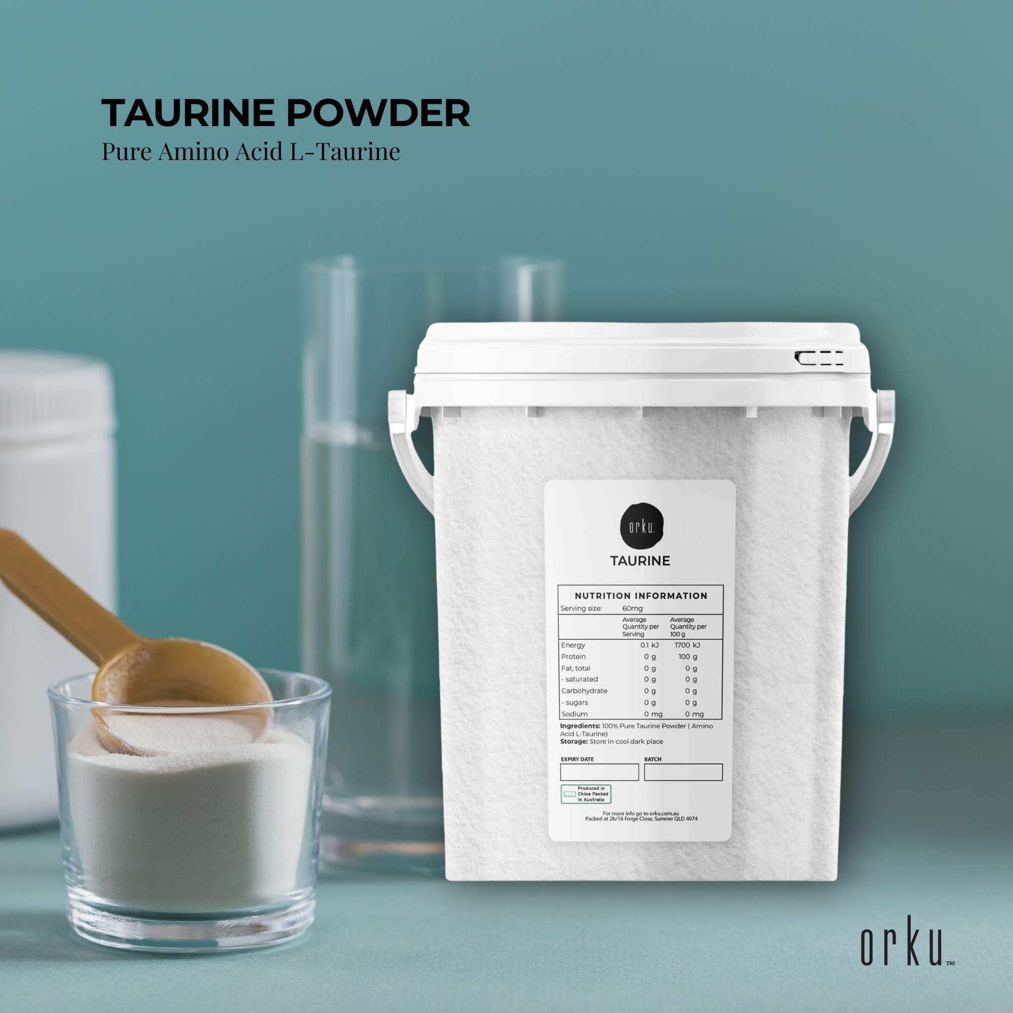 Orku 1.3kg Taurine Powder Tub - High Purity L-Taurine Amino Acid Ingredient V238-SUPDZ-30955704909904