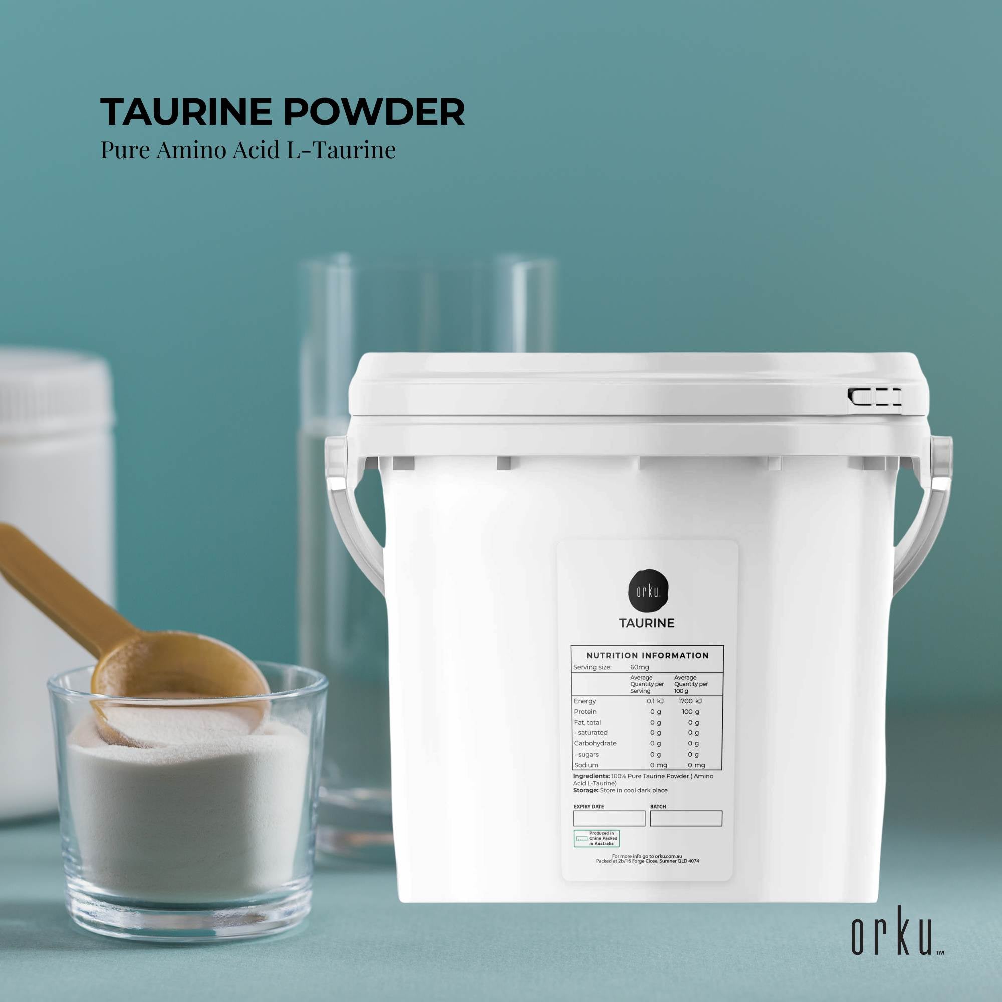 Orku 5kg Taurine Powder Tub - High Purity L-Taurine Amino Acid Ingredient V238-SUPDZ-30955737120848