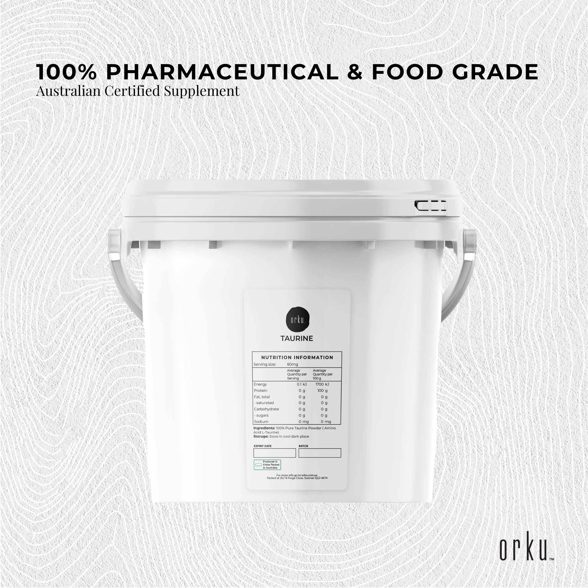 Orku 5kg Taurine Powder Tub - High Purity L-Taurine Amino Acid Ingredient V238-SUPDZ-30955737120848