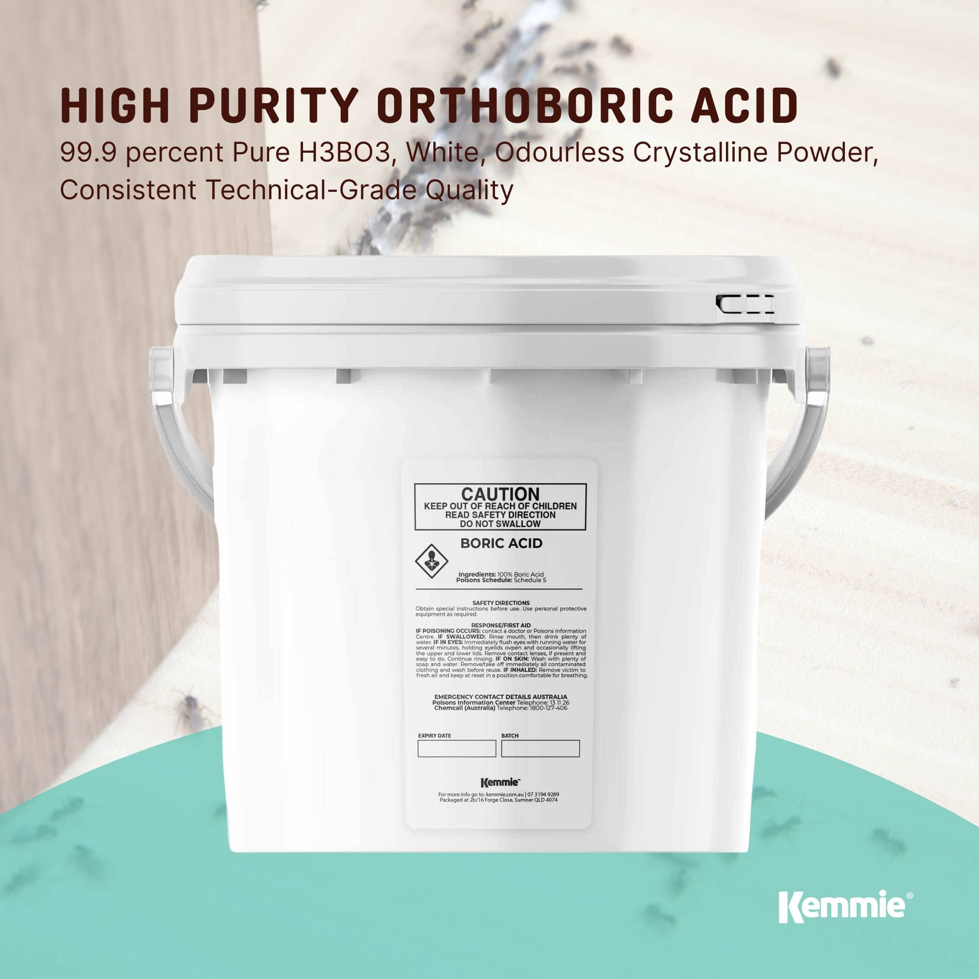Kemmie 1Kg Boric Acid Powder 99.9% Pure Tub - Soluble Orthoboric Acid H3BO3 V238-SUPDZ-30956331008080