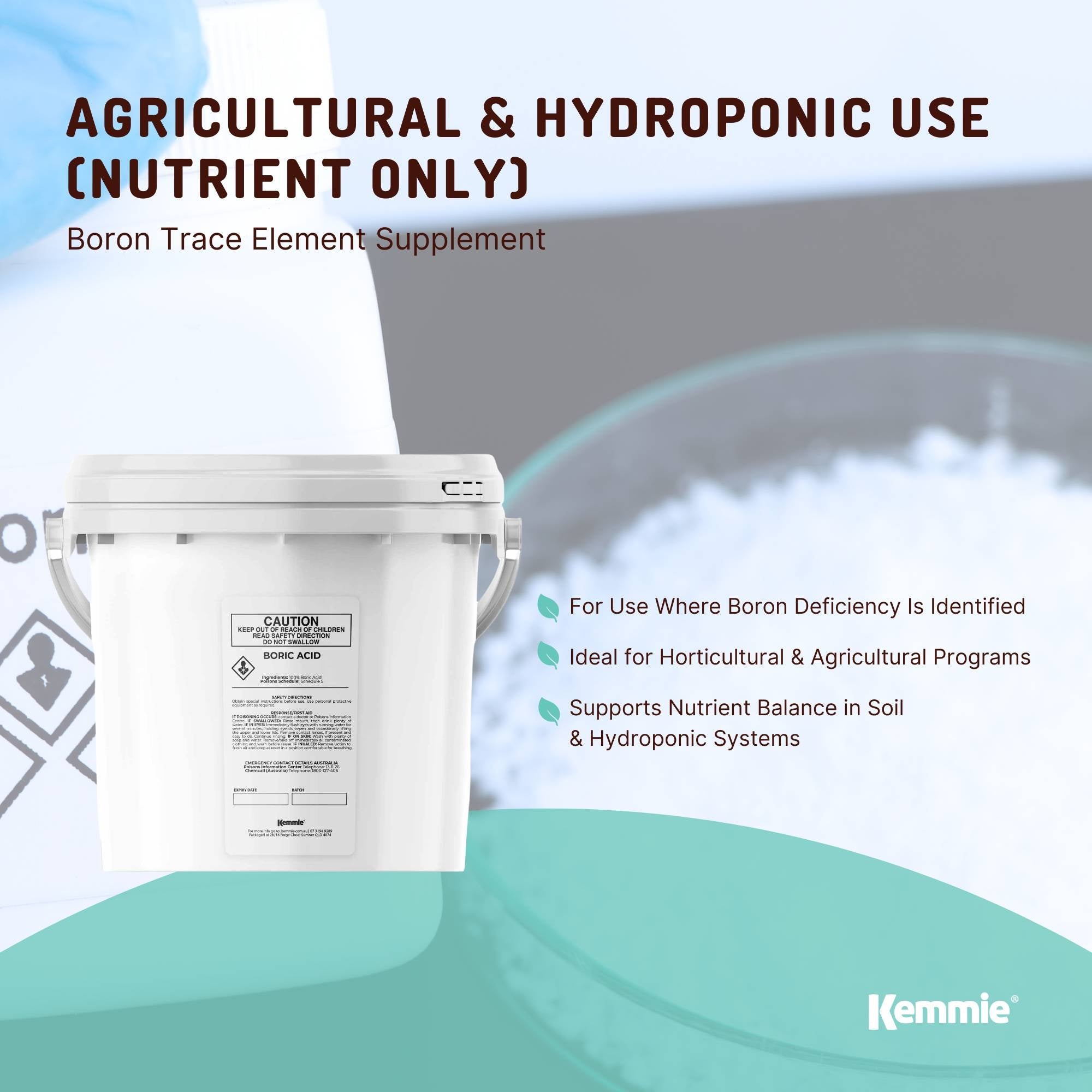 Kemmie 4.9Kg Boric Acid Powder 99.9% Pure Tub - Soluble Orthoboric Acid H3BO3 V238-SUPDZ-30956359319632