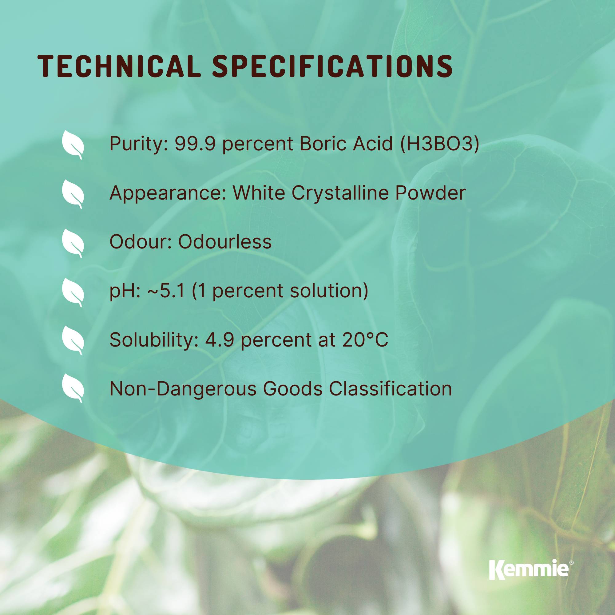 Kemmie 4.9Kg Boric Acid Powder 99.9% Pure Tub - Soluble Orthoboric Acid H3BO3 V238-SUPDZ-30956359319632