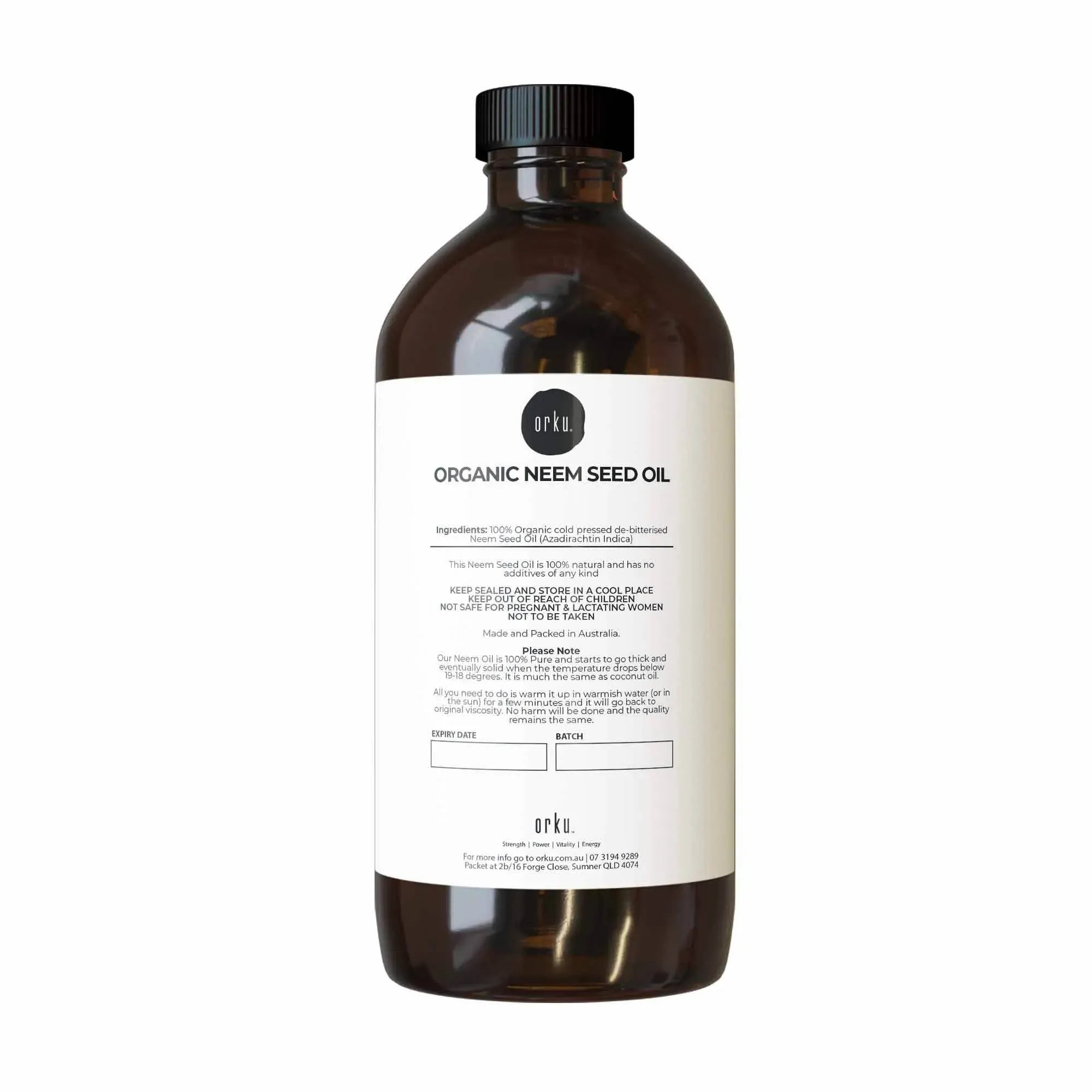 Orku 1L Organic Neem Seed Oil - Debitterised Cold Pressed Azadirachtin Indica V238-SUPDZ-31136470302800