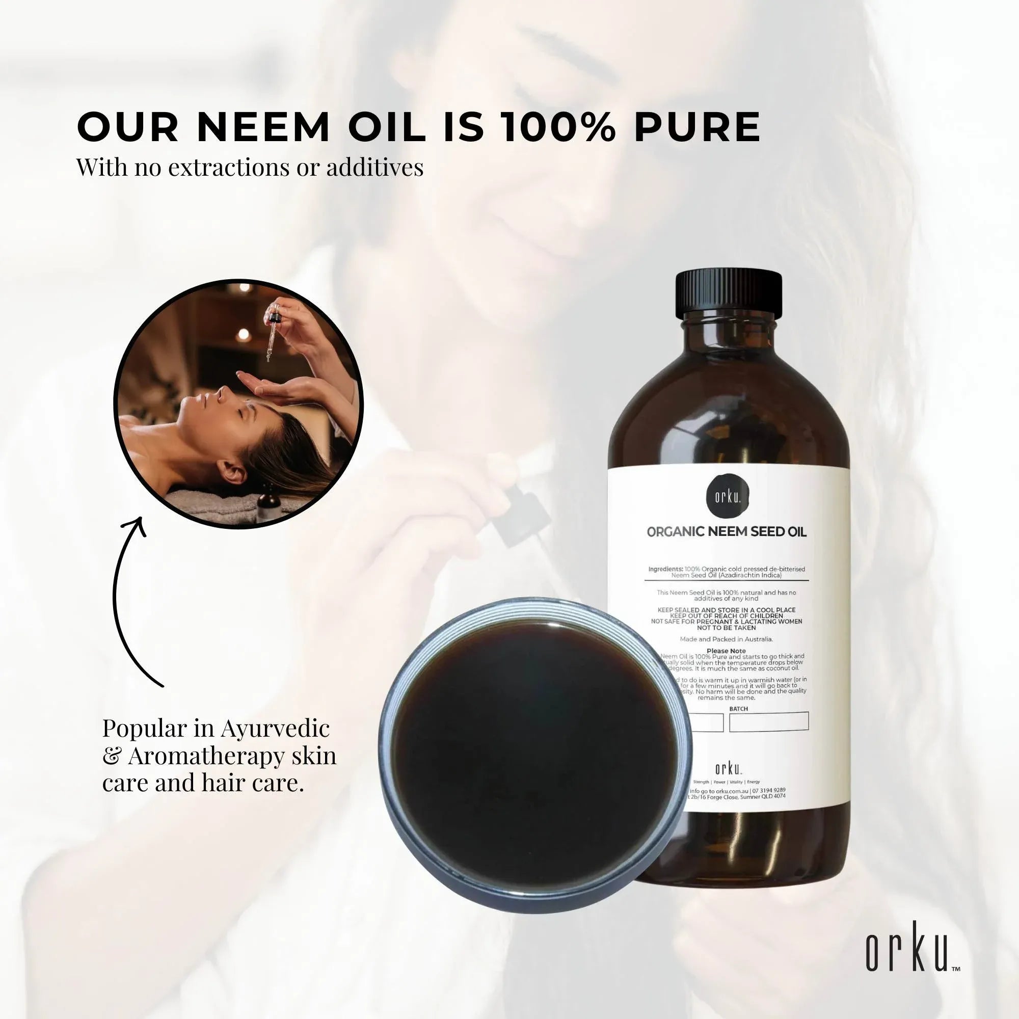 Orku 1L Organic Neem Seed Oil - Debitterised Cold Pressed Azadirachtin Indica V238-SUPDZ-31136470302800